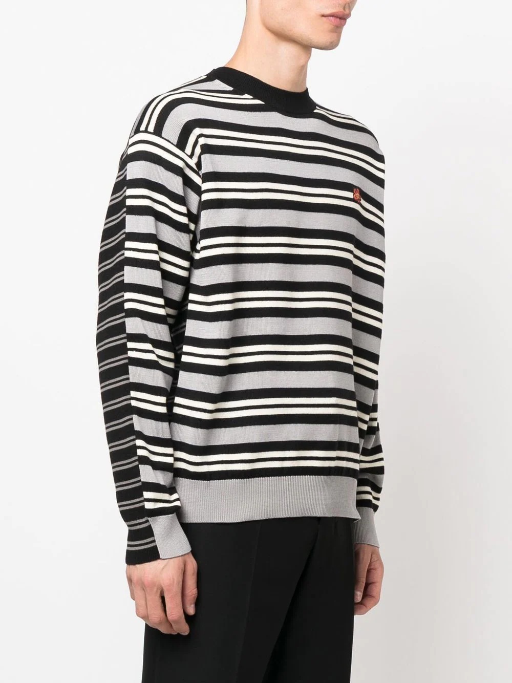 floral-embroidered striped jumper - 3