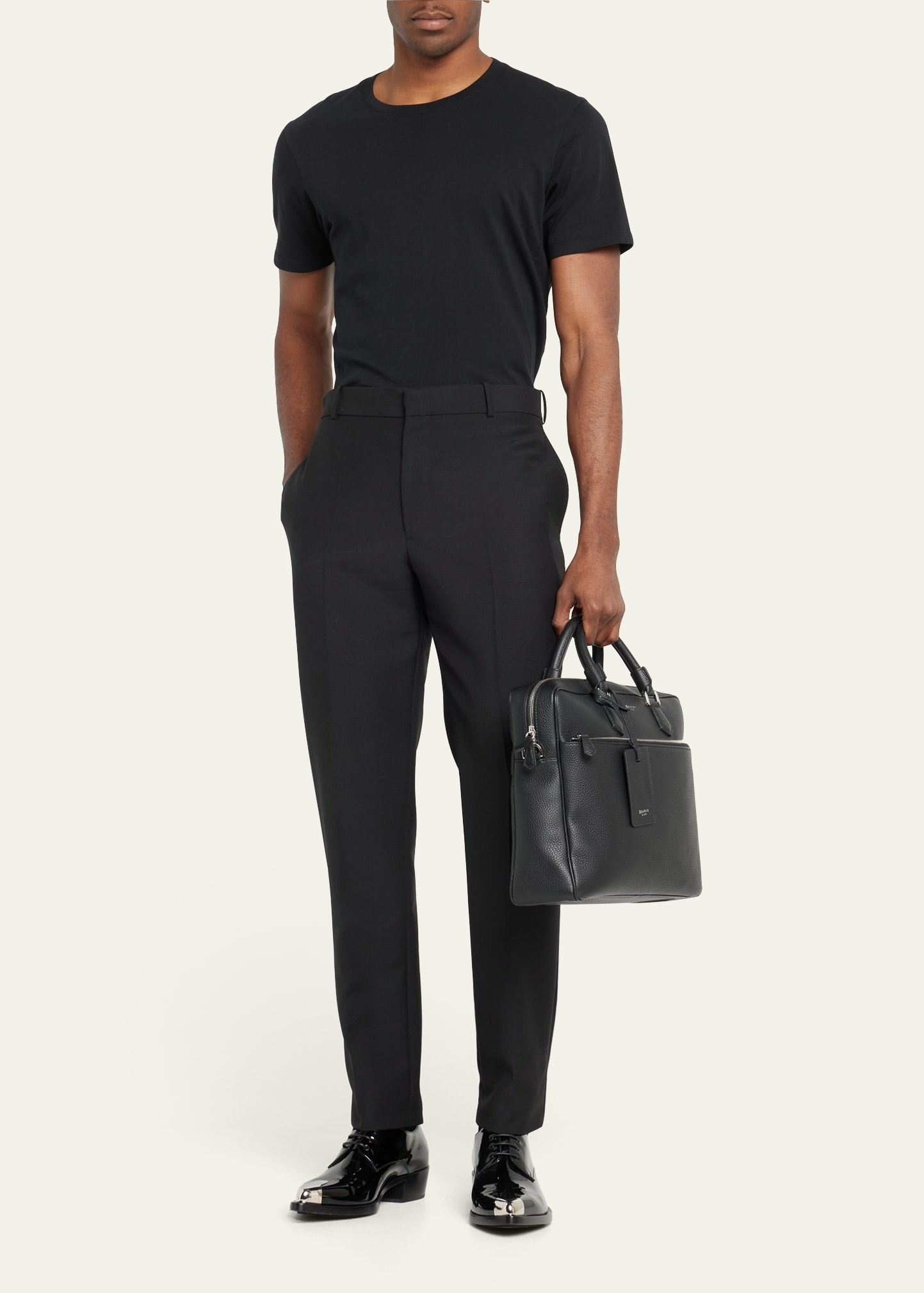 Men's Cachemire Leather Slim Briefcase - 6
