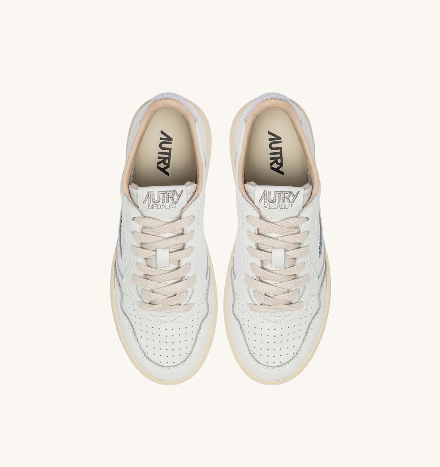 MEDALIST LOW SNEAKERS IN WHITE AND SILVER LEATHER WITH LETTERING - 5