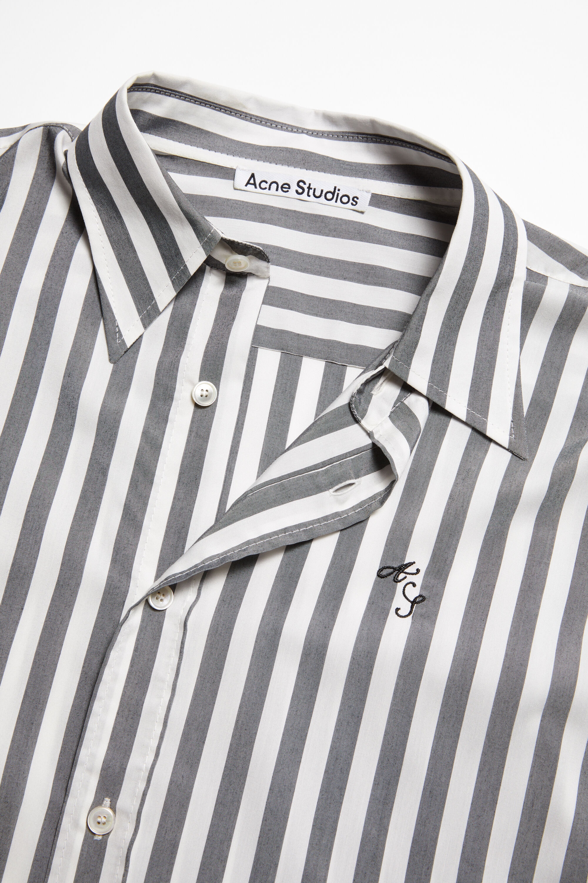 Stripe button-up shirt - Black/white - 5