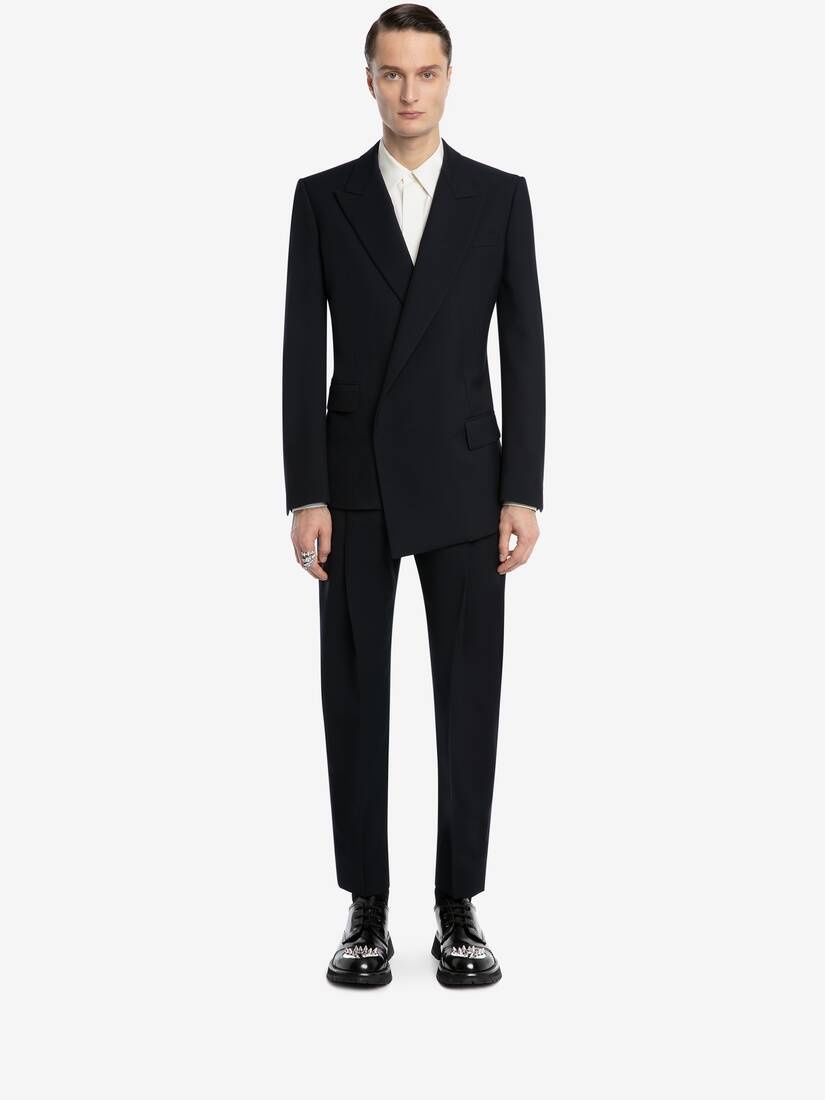 Asymmetric Double-breasted Jacket in Navy - 2