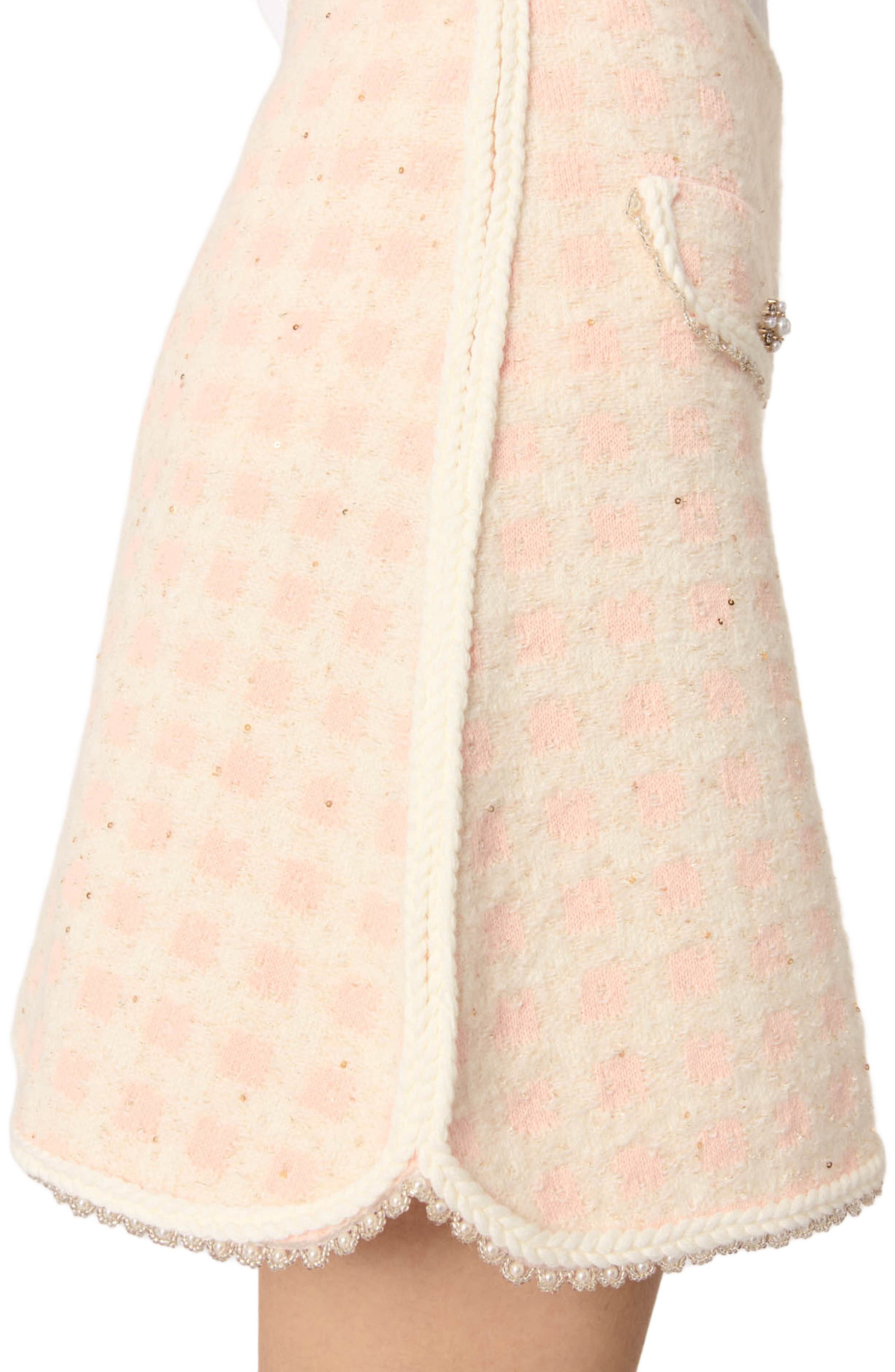 maje Short tweed-effect knit skirt in Pink/ecru at Nordstrom - 5