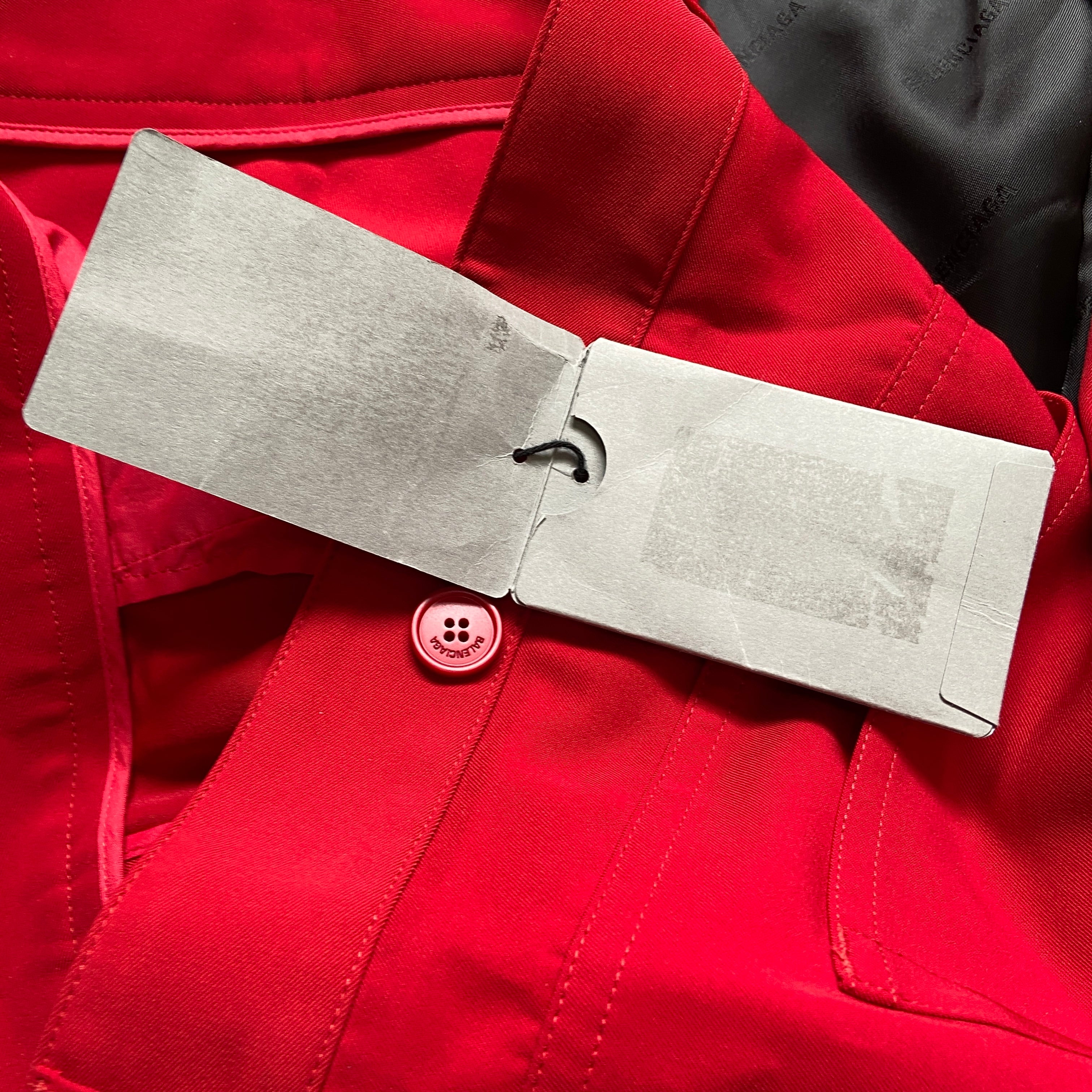 Balenciaga Bwnt ss19 runway set red 80s boxy shoulder blazer pants suit set 44 - 29