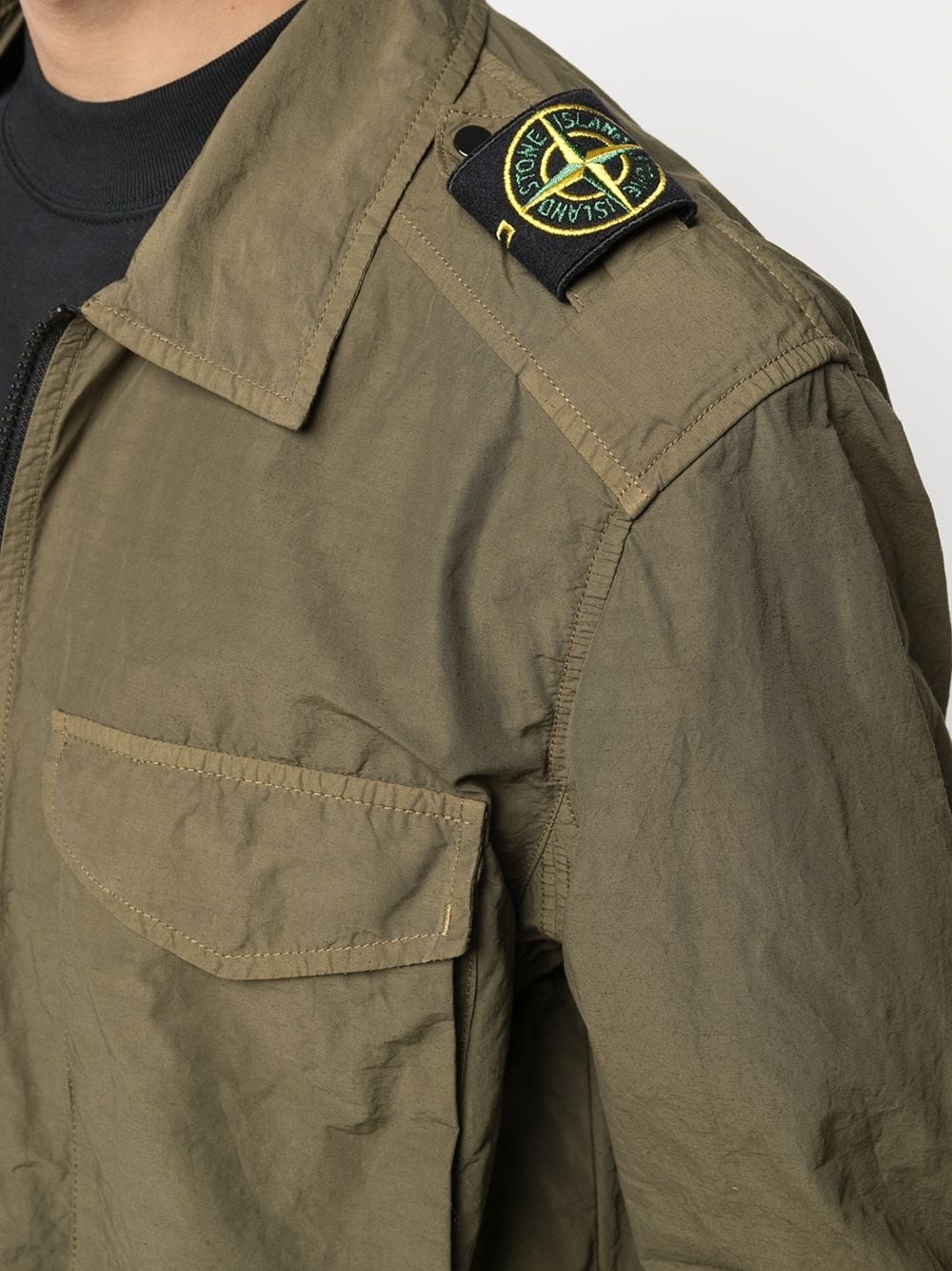 logo-patch zip-up military jacket - 5