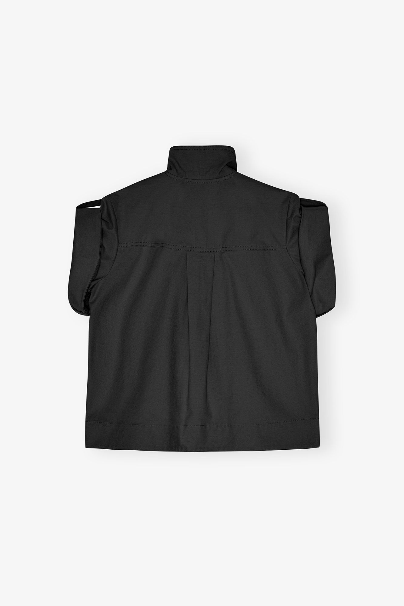 BLACK STRETCH COTTON BLOUSE - 6