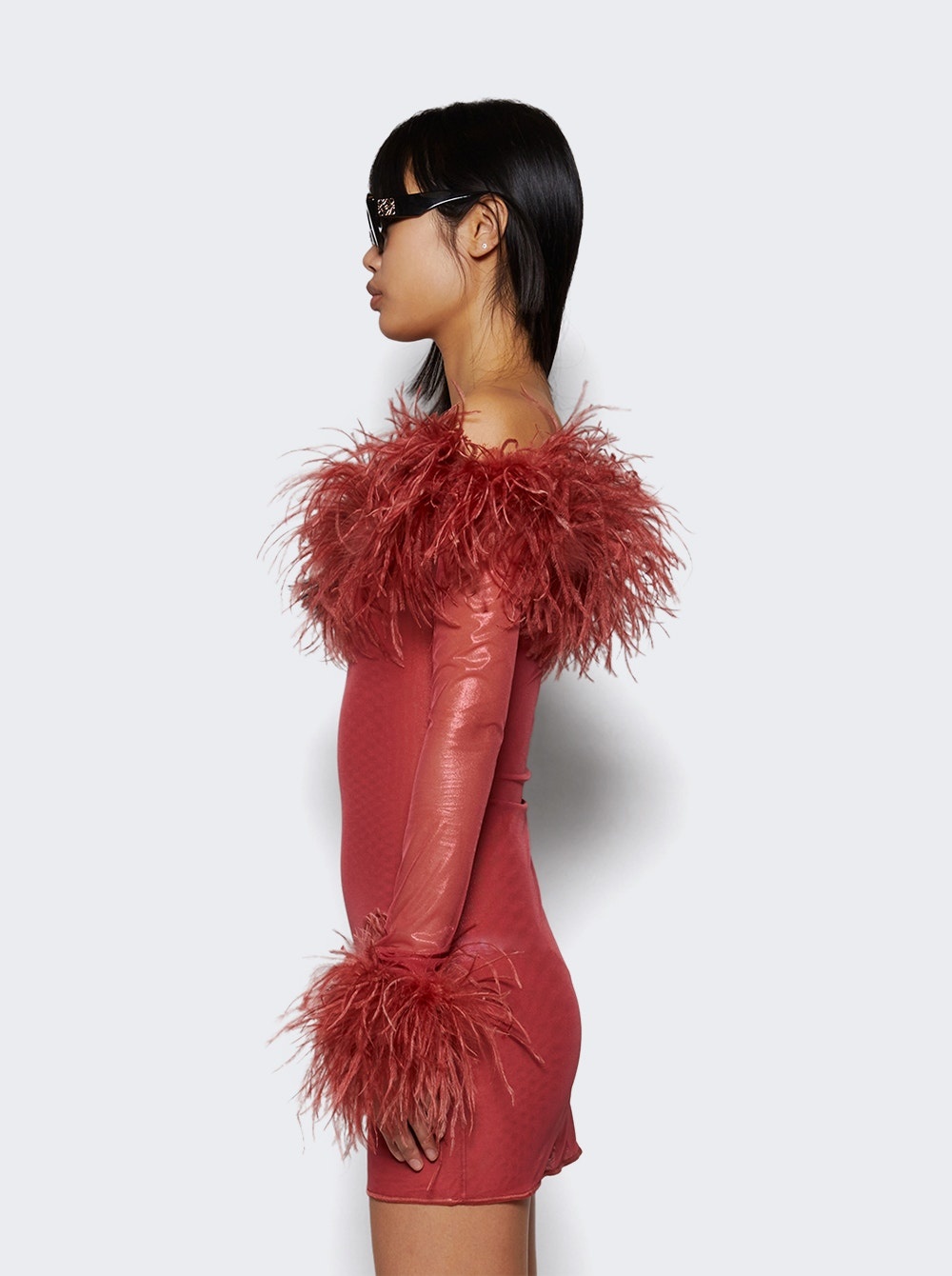 Lame Plumage Short Dress Terre Rouge - 3