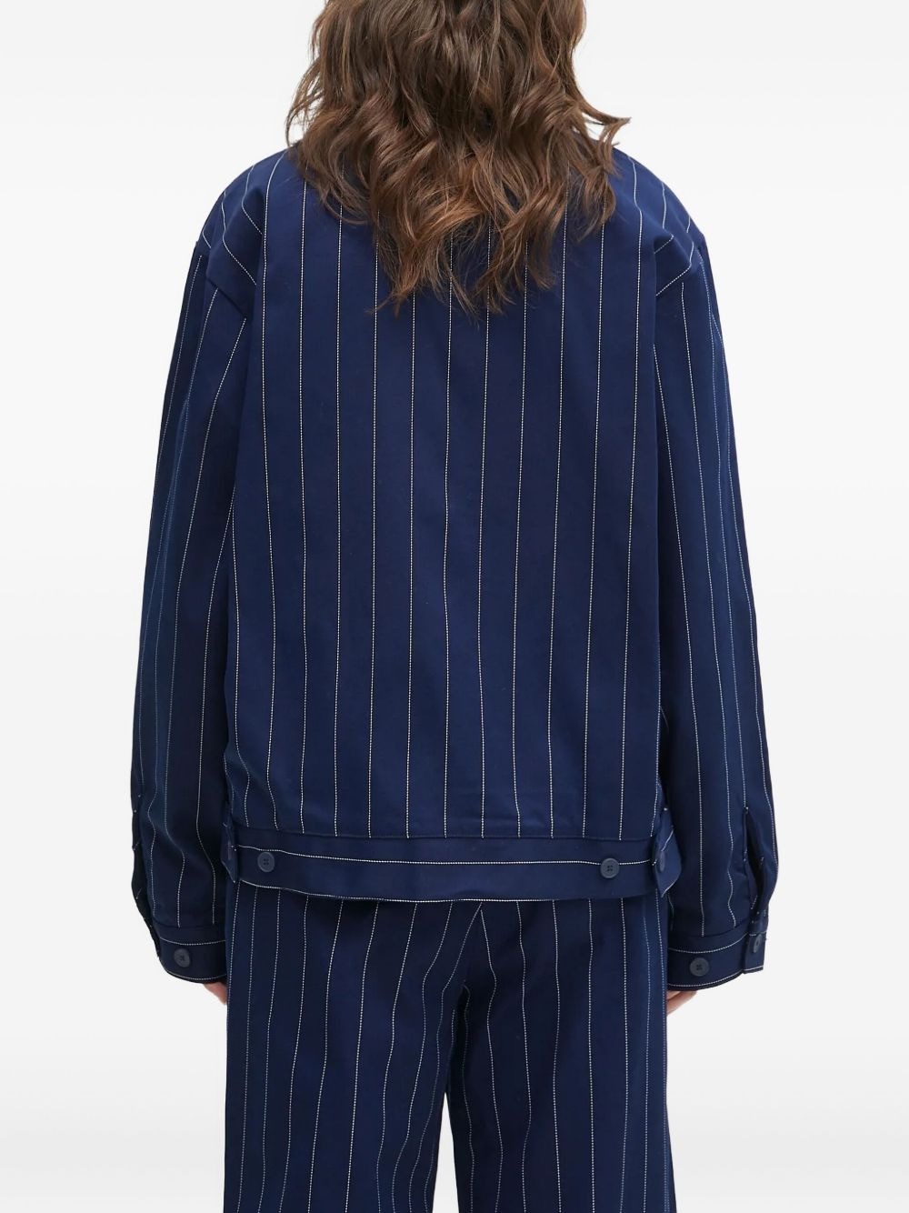 pinstripe zip-up jacket - 3