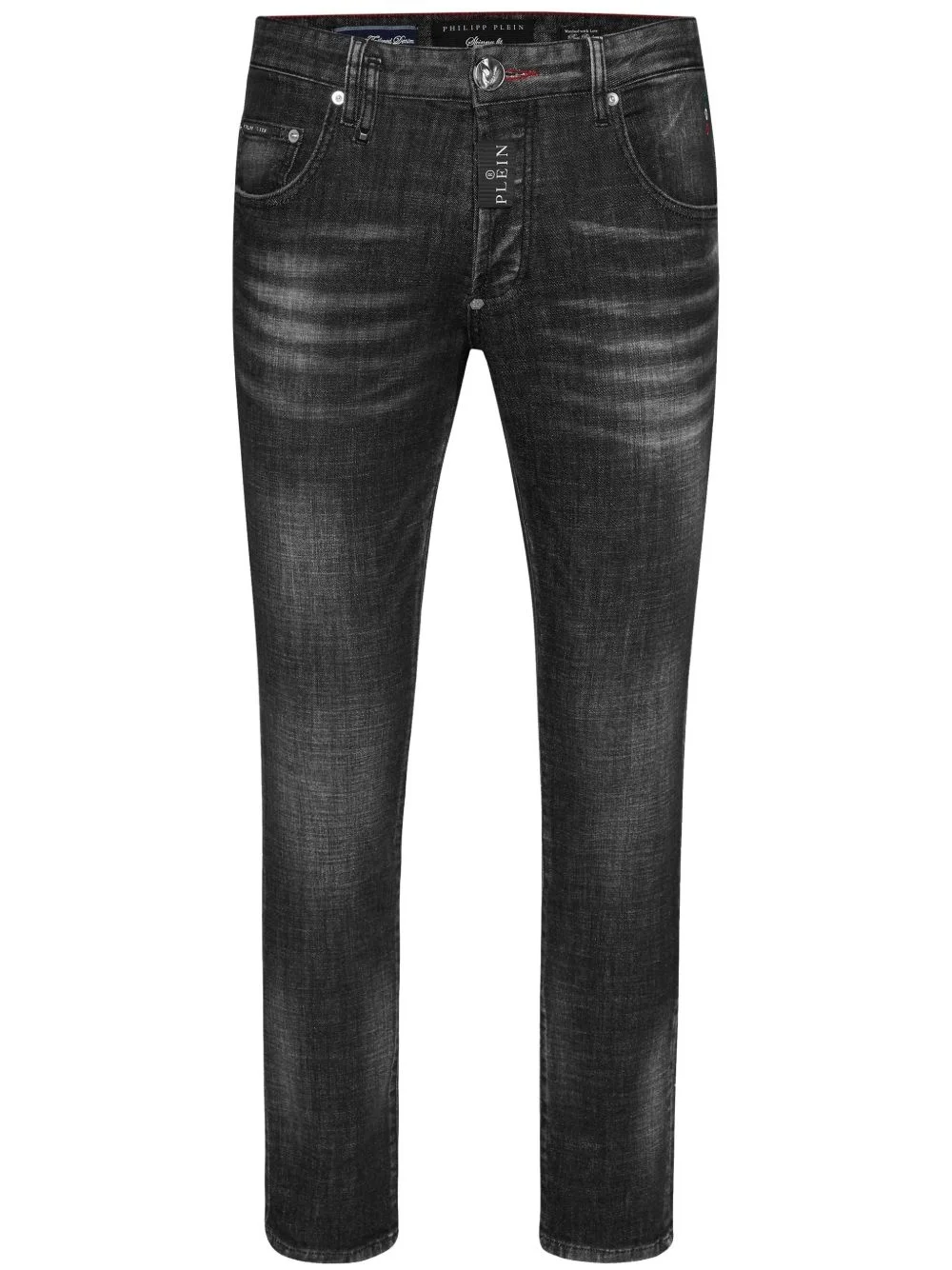 Hexagon-appliqué jeans - 1