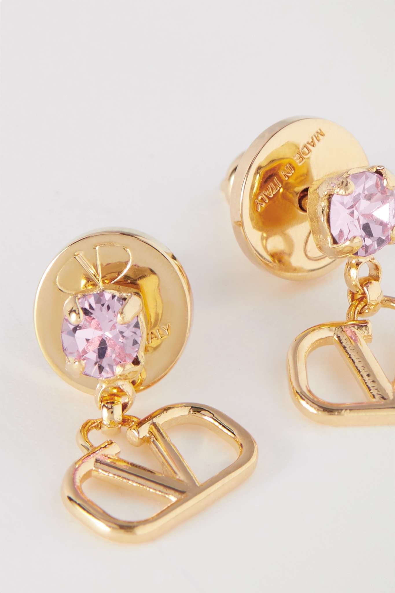 Valentino Garavani gold-tone crystal earrings - 4