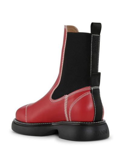 GANNI contrast-stitching 30mm faux-leather Chelsea boots outlook