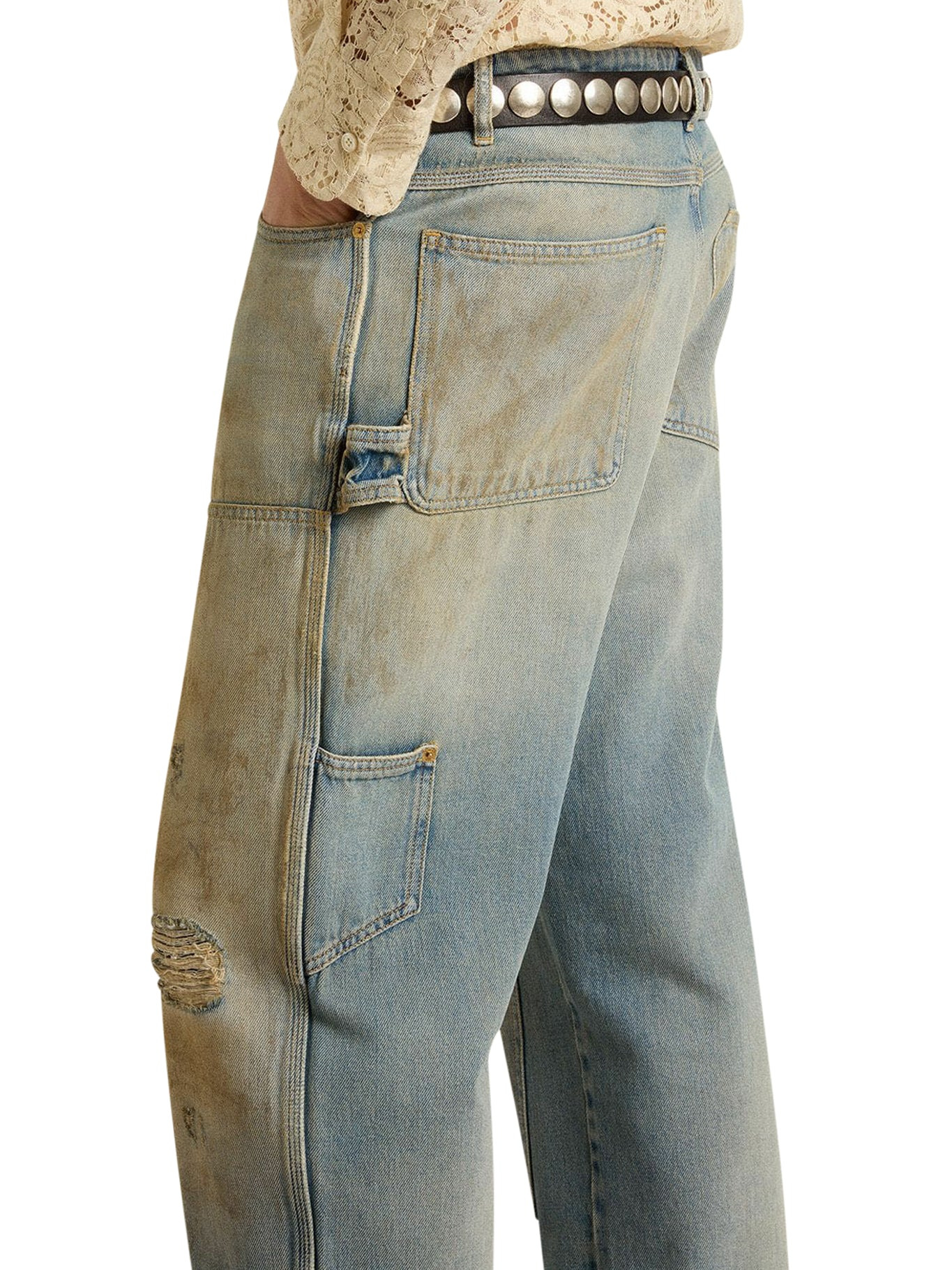 SAND WASH JEANS WITH A DISTRESSED EFFECT - 5
