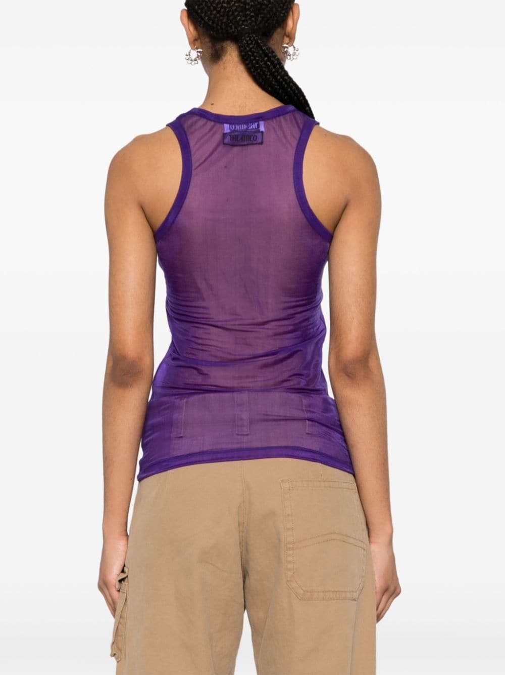 logo-embroidered sleeveless top - 4