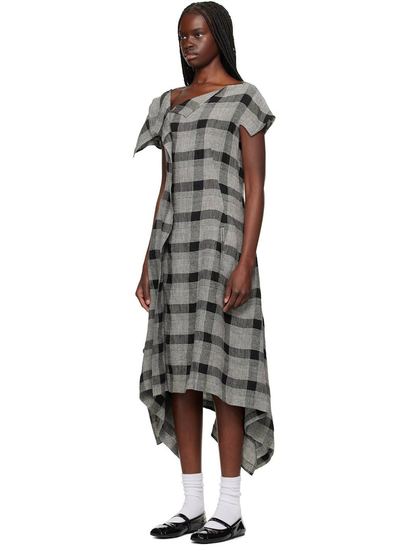 Y's Black & Gray U-Handkerchief Hem Midi Dress outlook