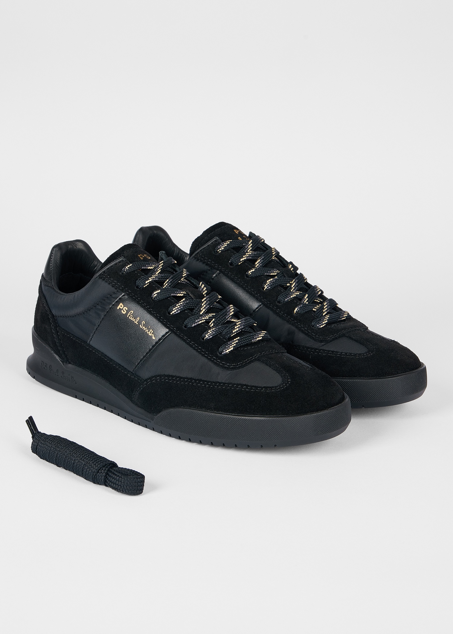 Black 'Dover' Leather Panel Trainers - 4