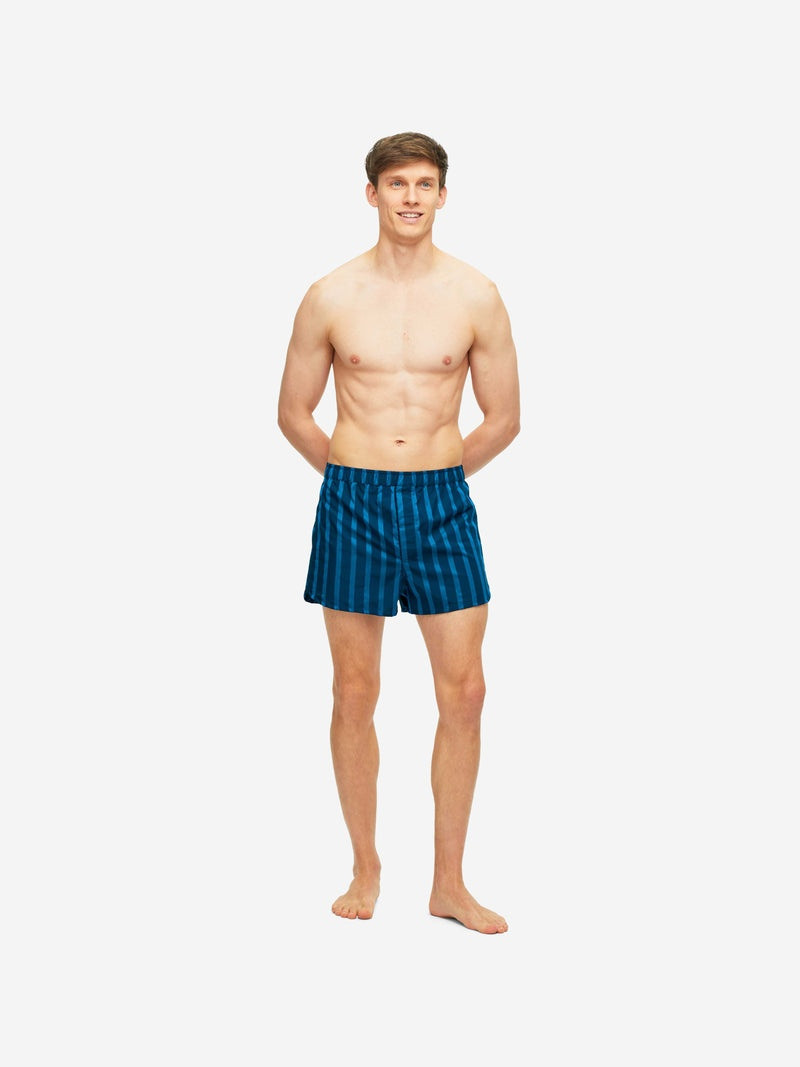Derek Rose Men's Modern Fit Boxers Royal 218 Cotton Navy outlook