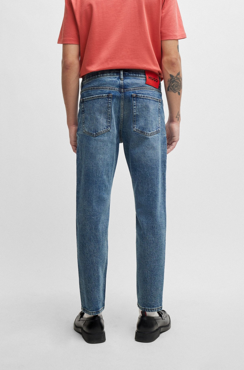 TAPERED-FIT JEANS IN BLUE STRETCH DENIM 4
