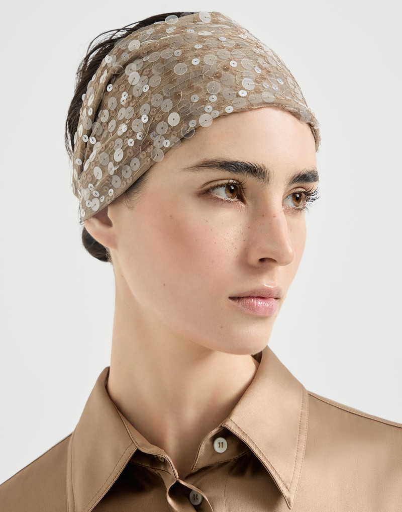 Dazzling mirage embroidery headband in crispy silk 3