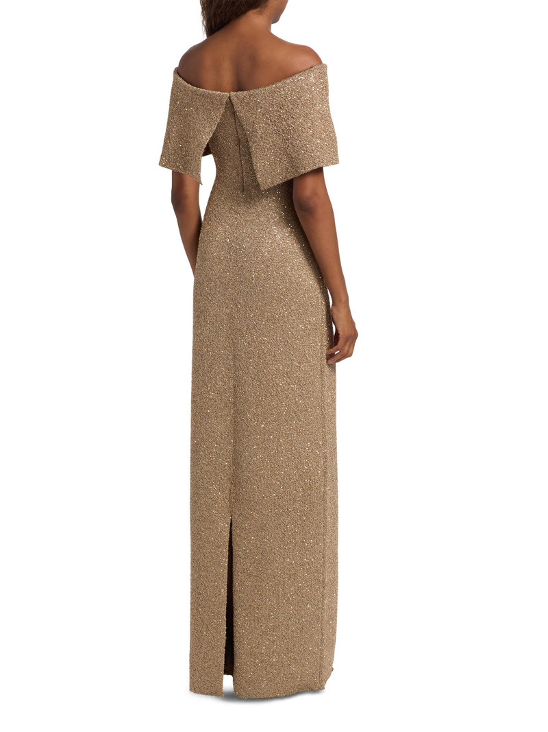 Women's Deedie Sequined Knit Off-Shoulder Gown - Taupe 5