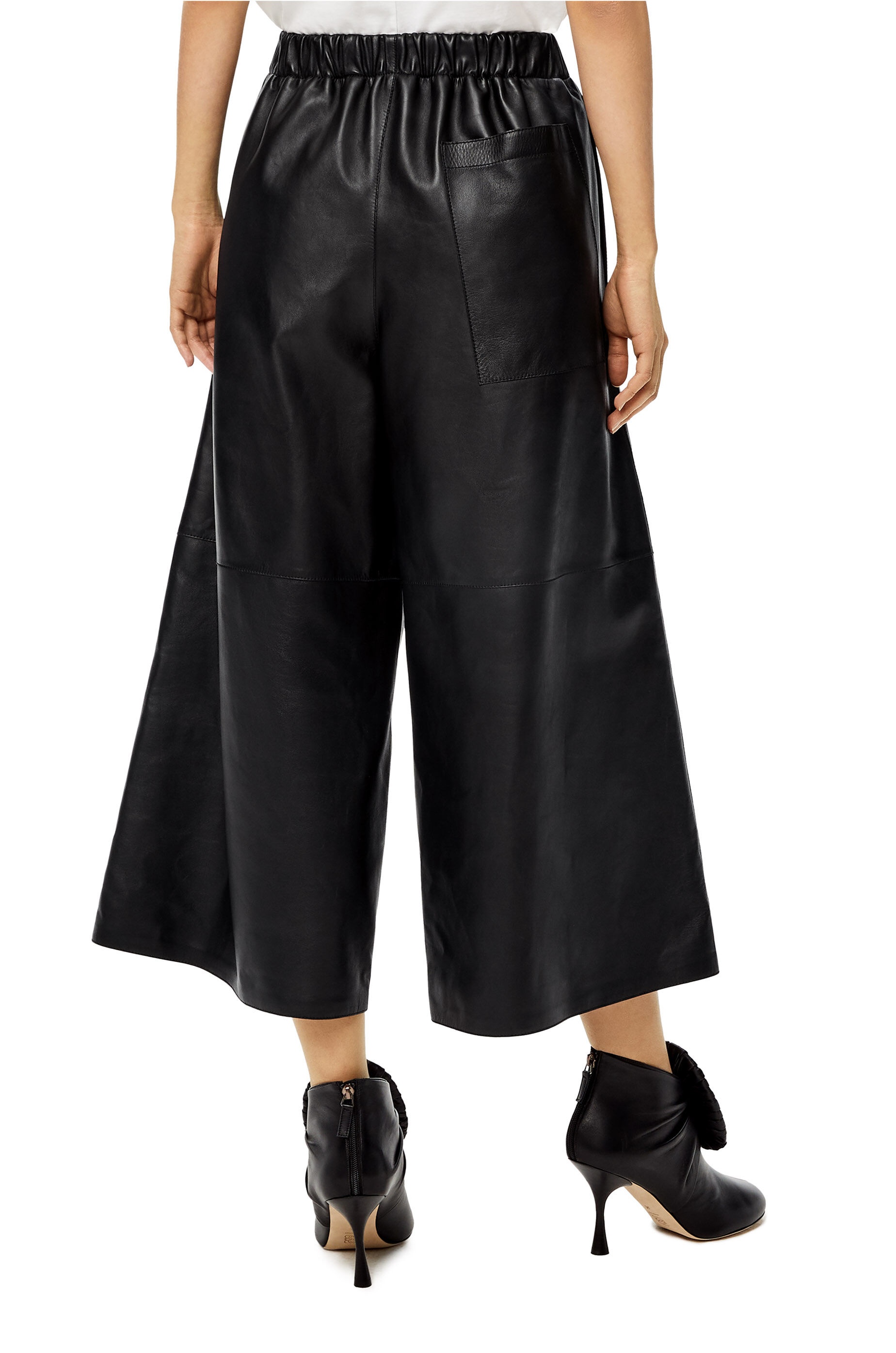 Cropped elasticated trousers in nappa - 4