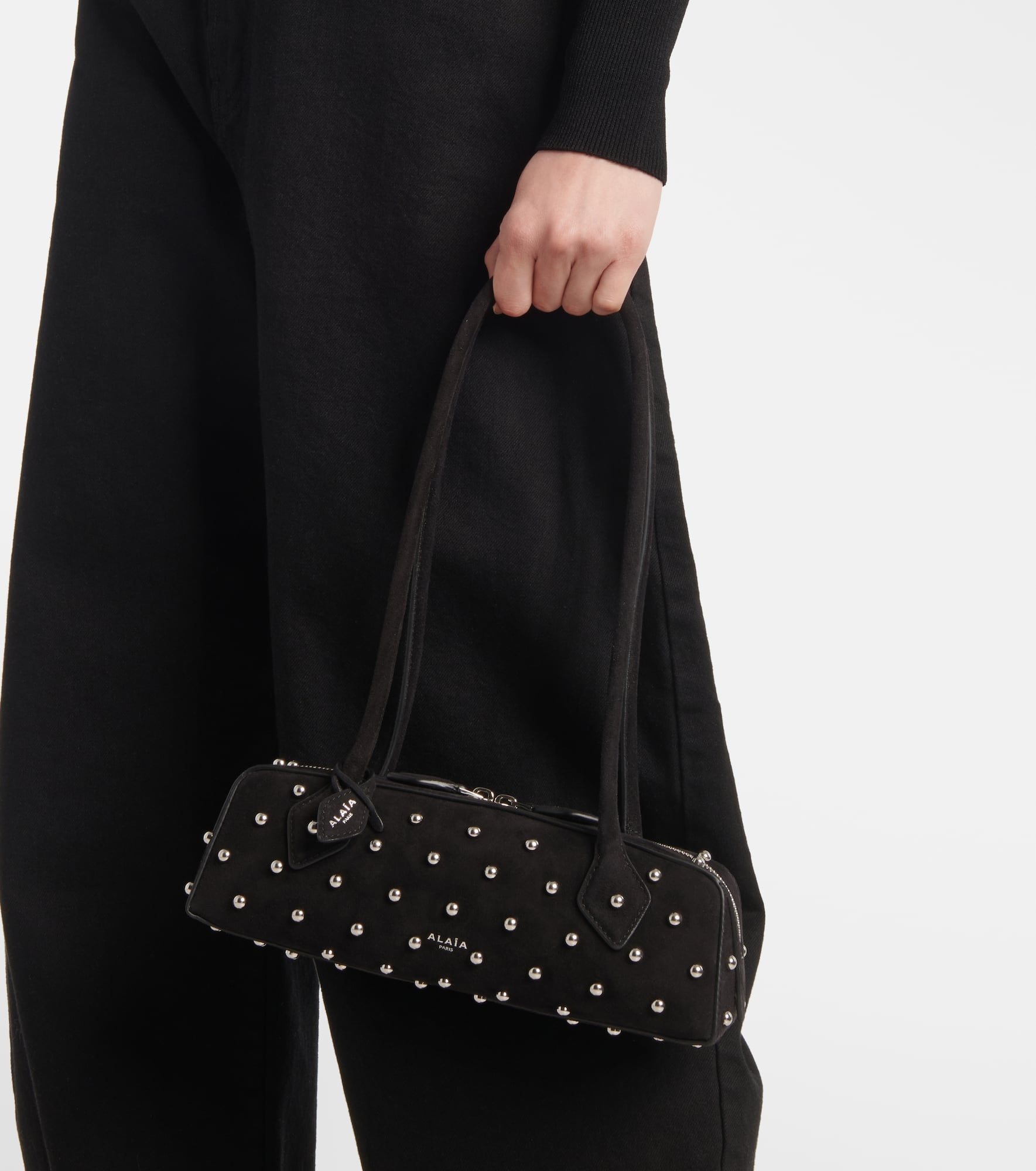 Le Teckel Small studded suede shoulder bag - 5