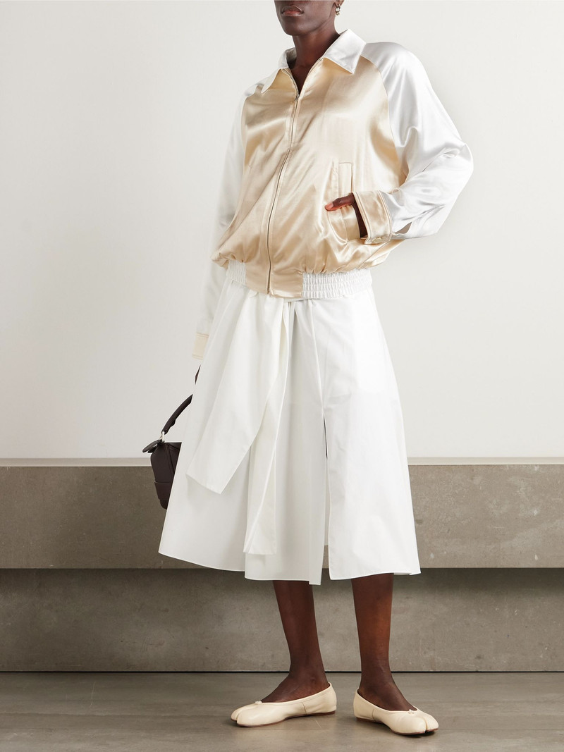 Marni Appliquéd two-tone satin bomber jacket Ivory outlook