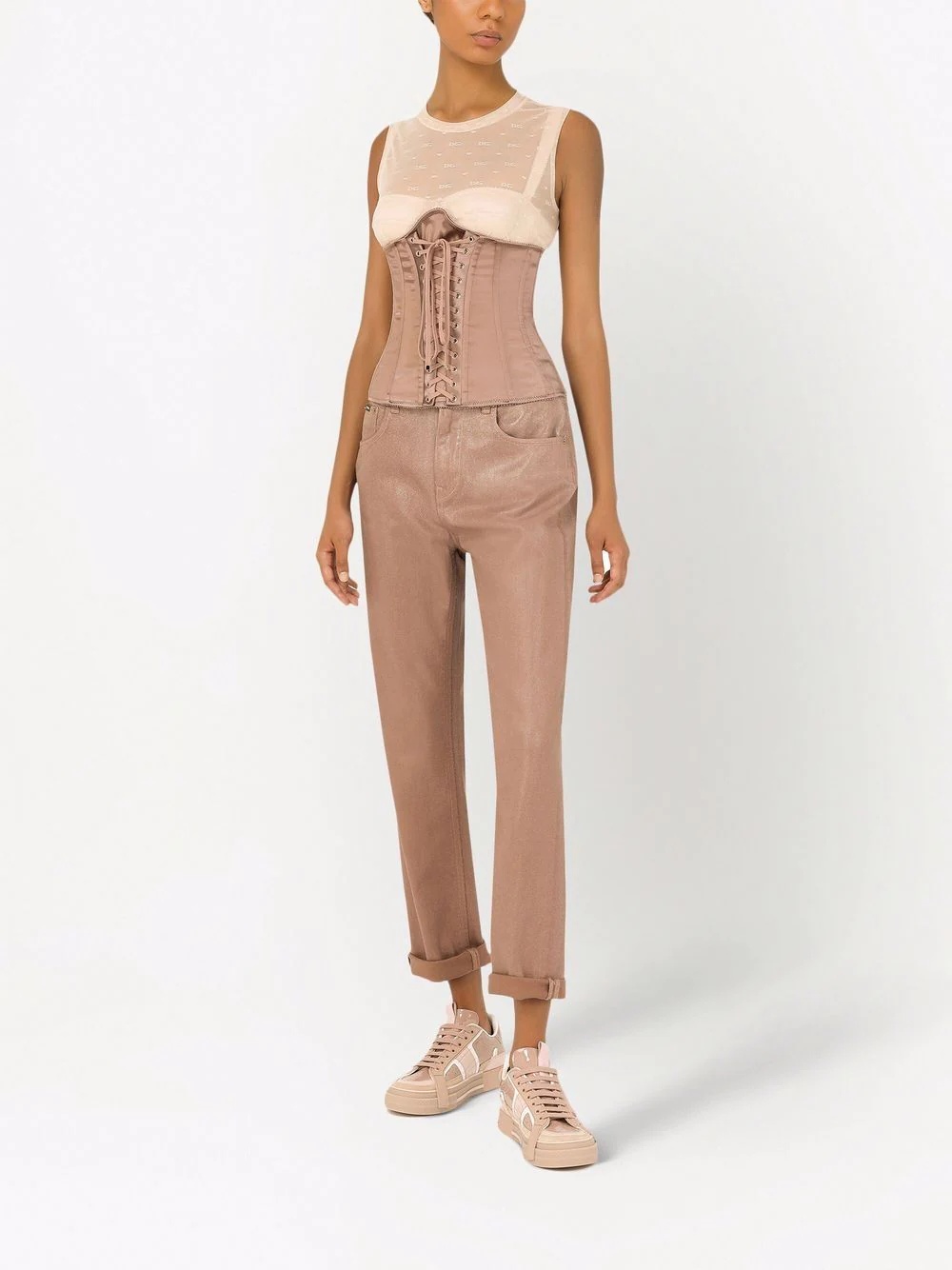 metallic cropped leg jeans - 2