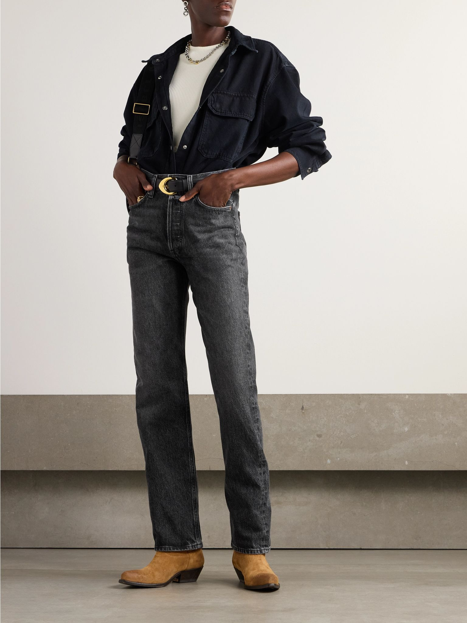 Kelly high-rise straight-leg organic jeans Black - 2