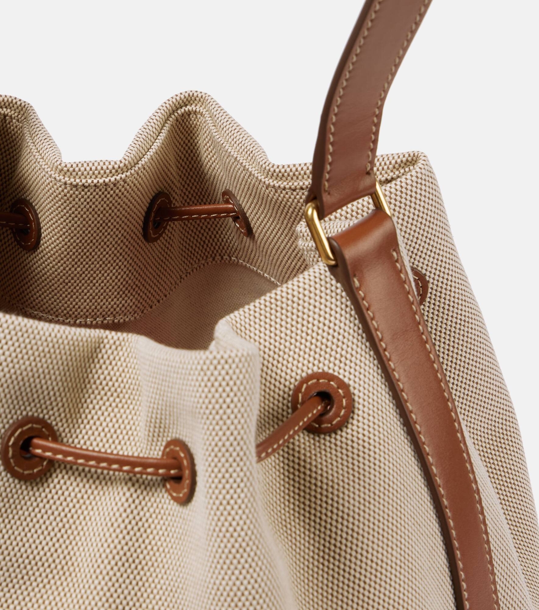 Logo leather-trimmed bucket bag - 3