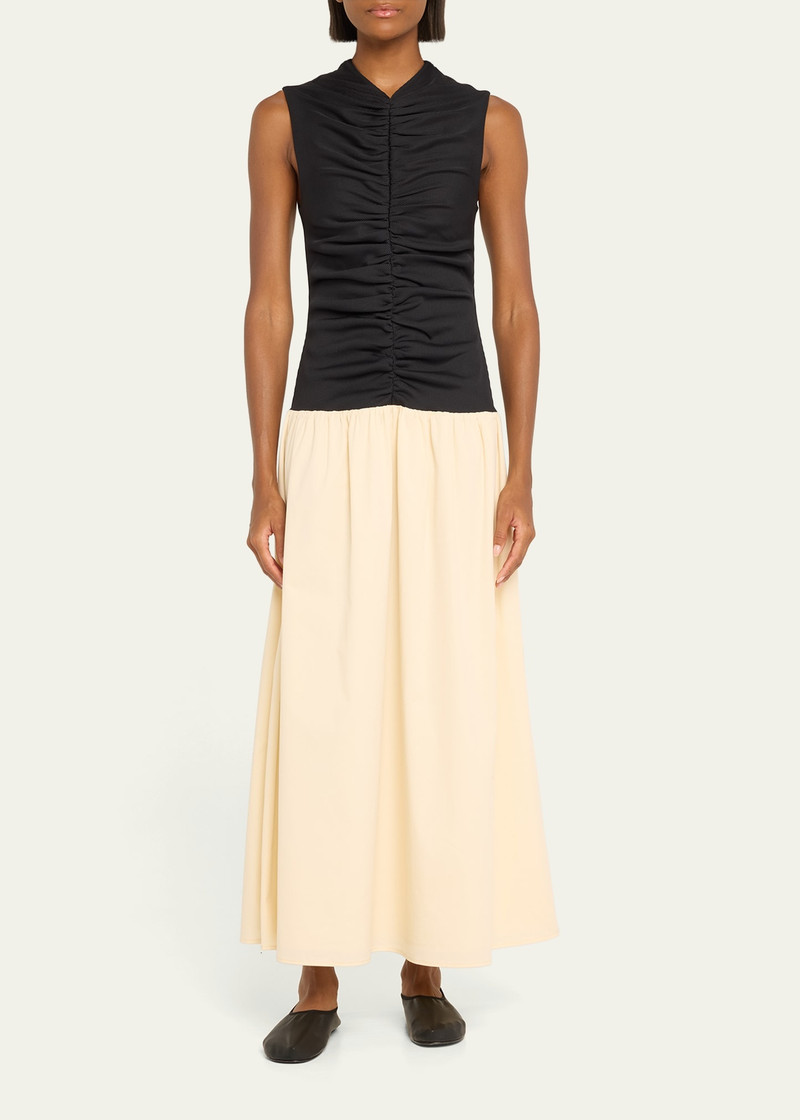 ANNA QUAN Isla Shirred Drop-Waist Midi Dress outlook