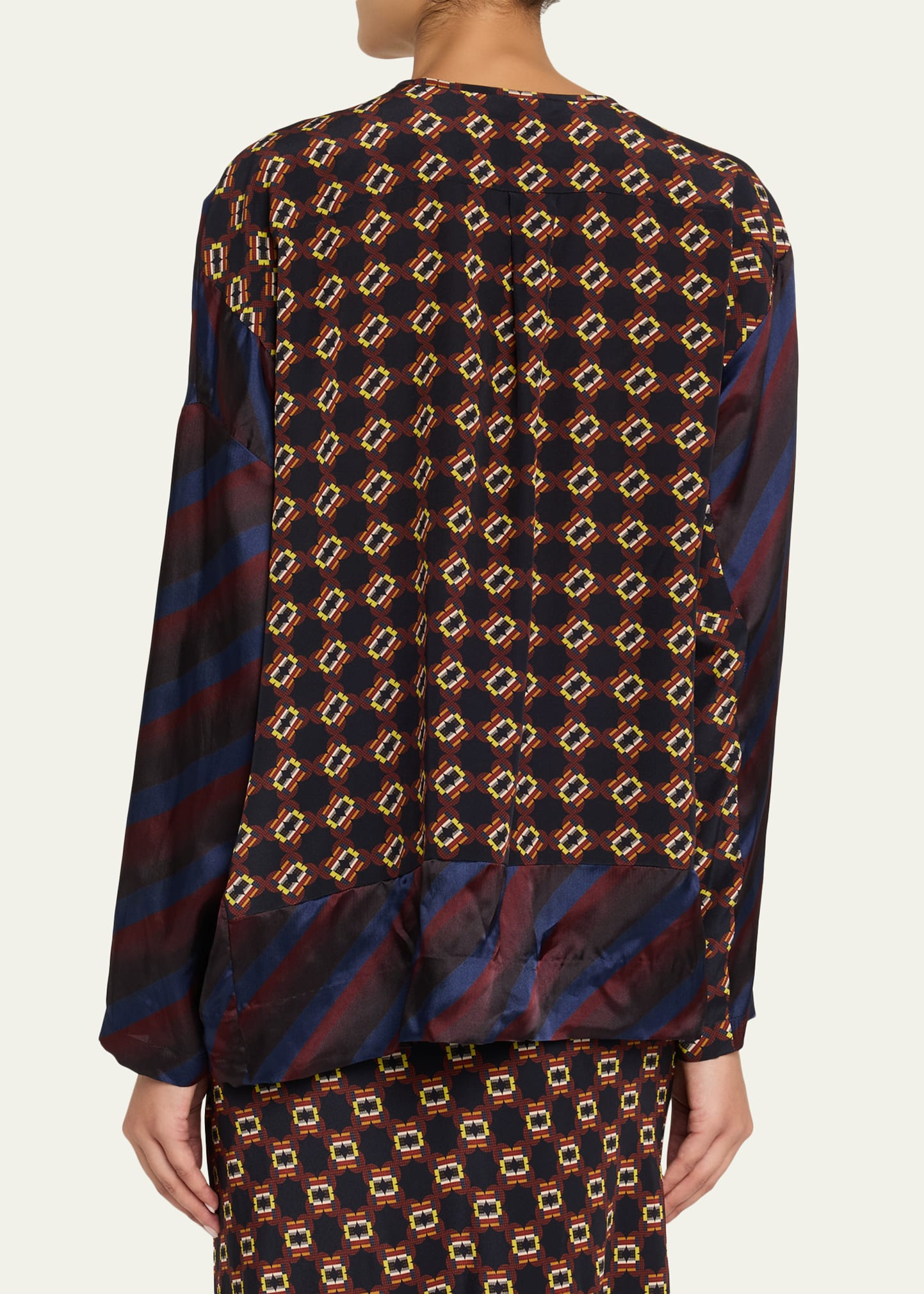 Caias Multi-Print Silk Long-Sleeve Shirt - 3