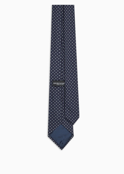 EMPORIO ARMANI Pure silk tie with jacquard micro-check outlook