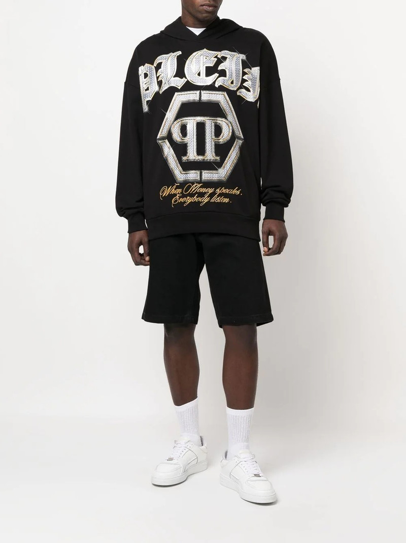 PHILIPP PLEIN logo-print cotton hoodie outlook