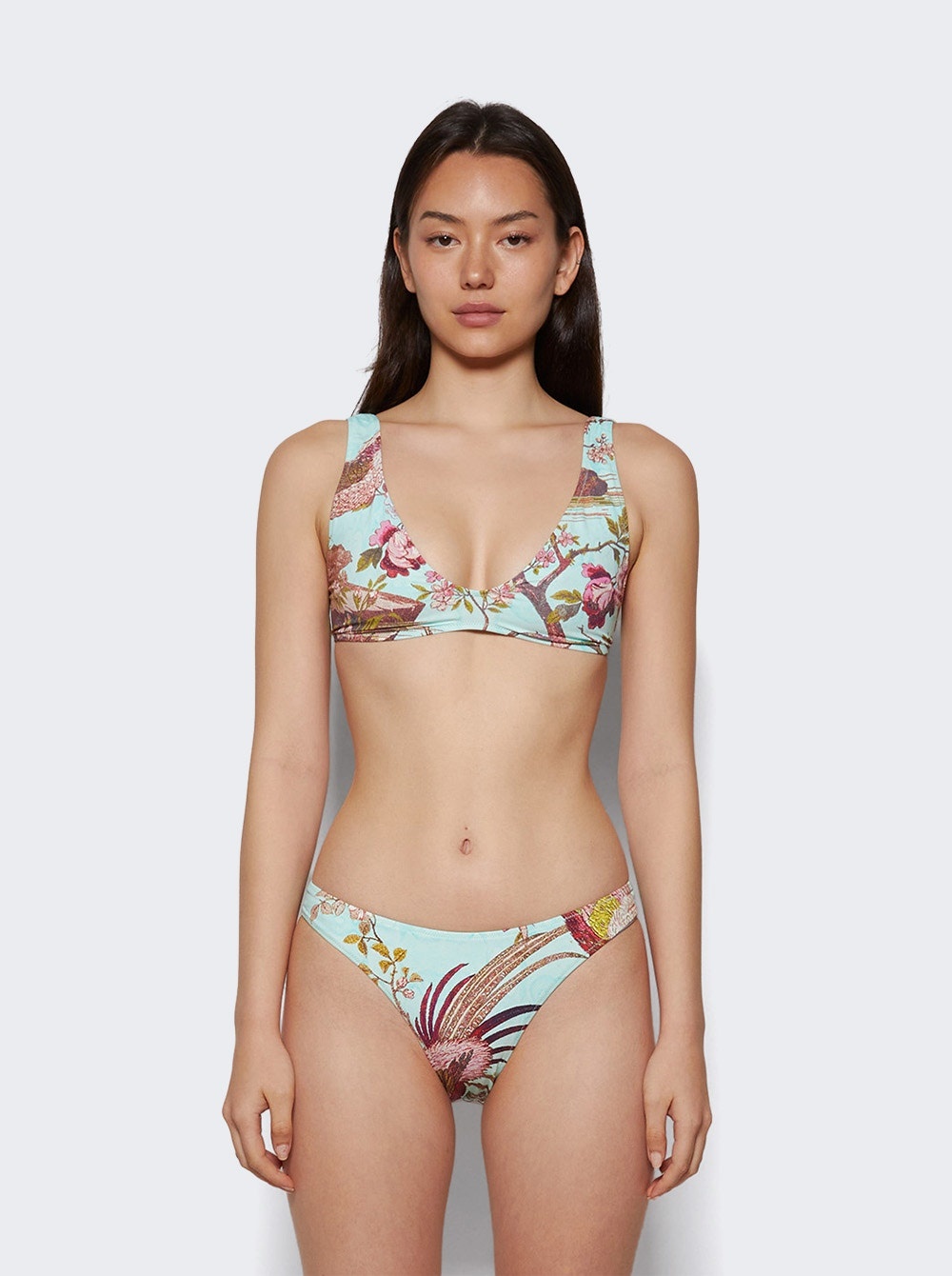 X Roberto Cavalli Plunge Bikini Top Fagianella Print - 2