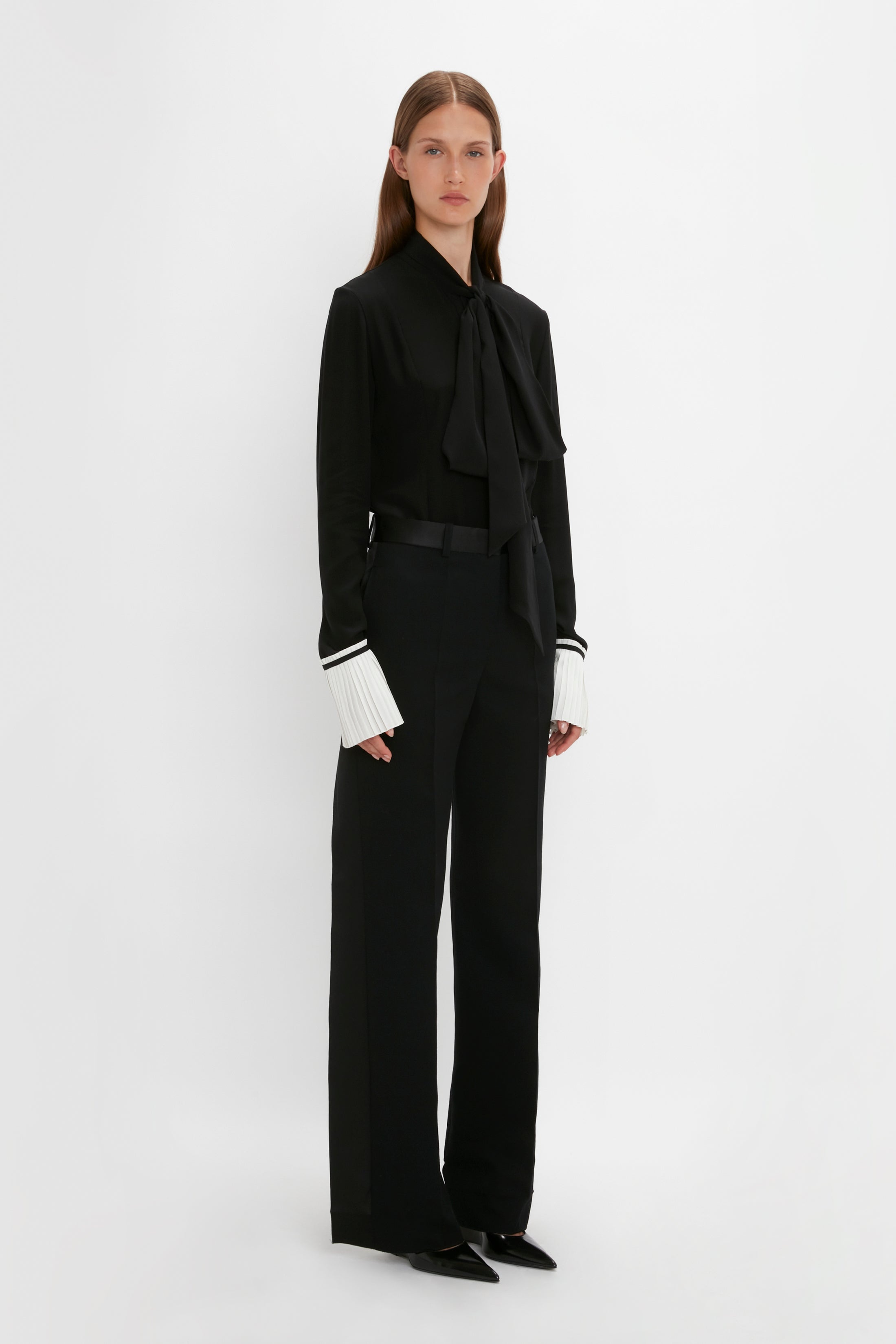 Pleat Cuff Blouse In Black - 3