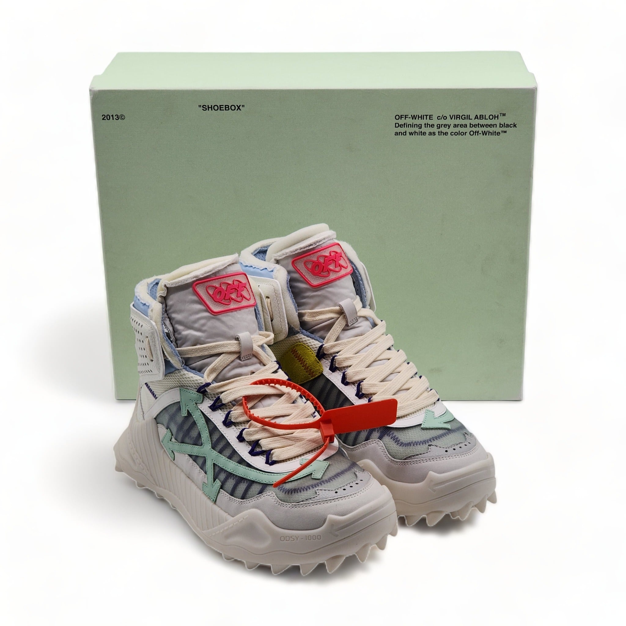 Off-White ODSY 1000 Hi Top Sneakers White Pale Blue - 7