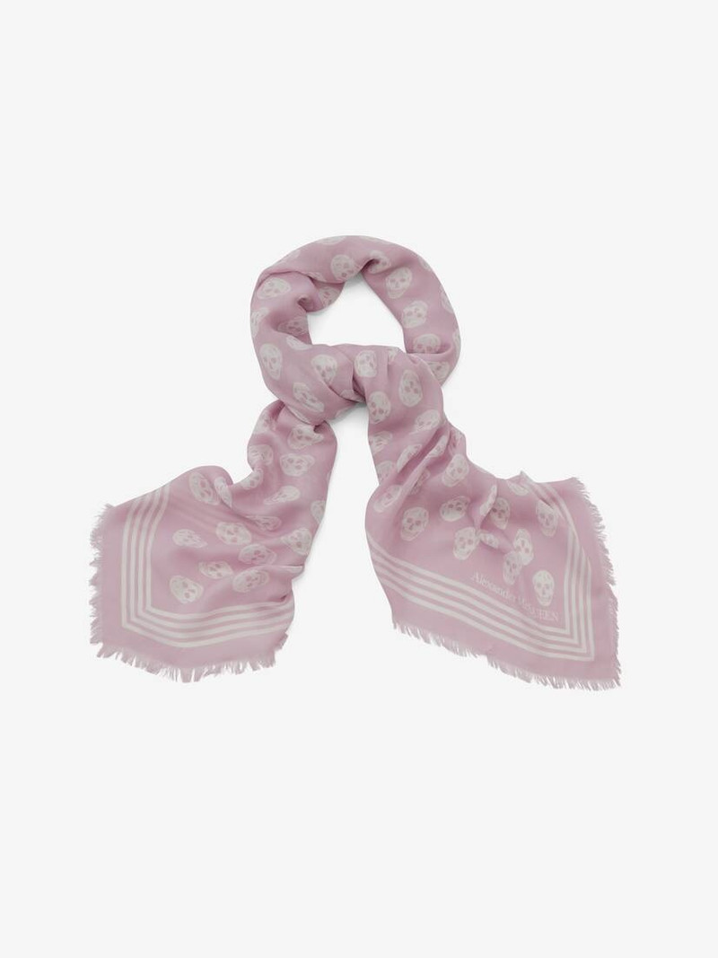 Alexander McQueen Biker Skull Scarf in Lilac/ivory outlook