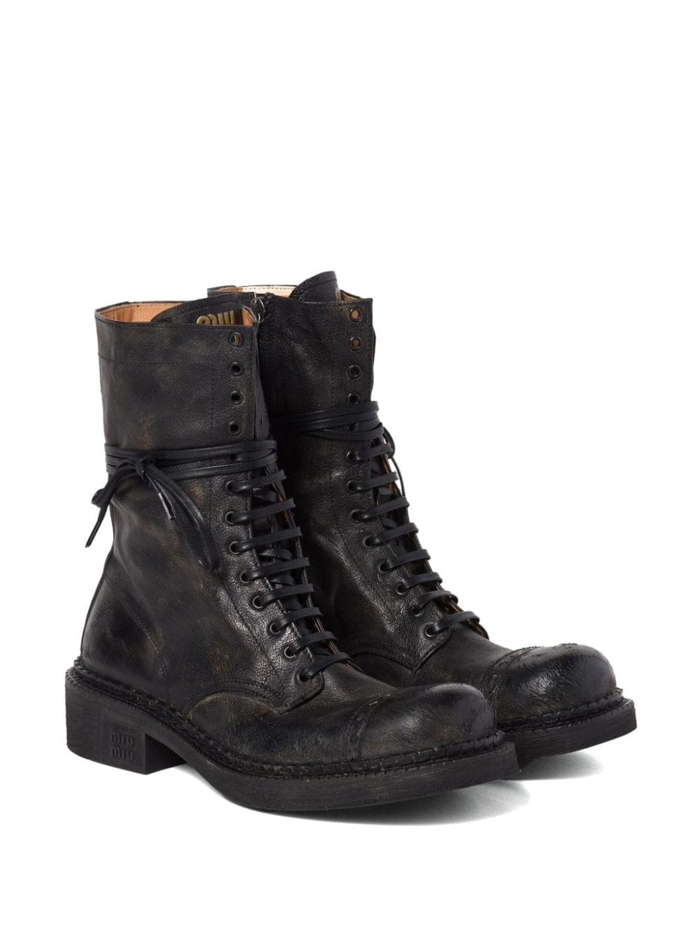 lace-up leather boots - 2