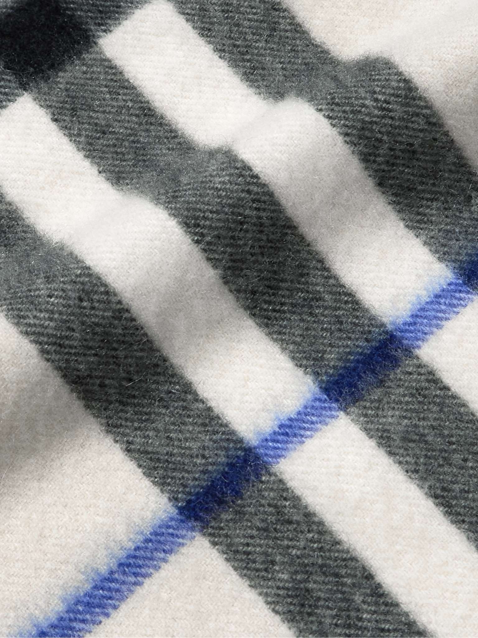 Fringed Checked Cashmere Scarf - 3