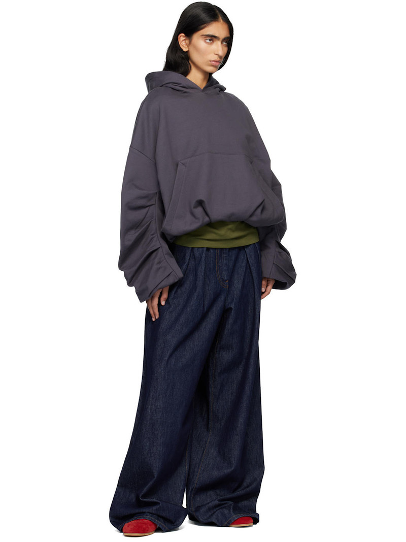 Dries Van Noten Gray Draped Hoodie outlook