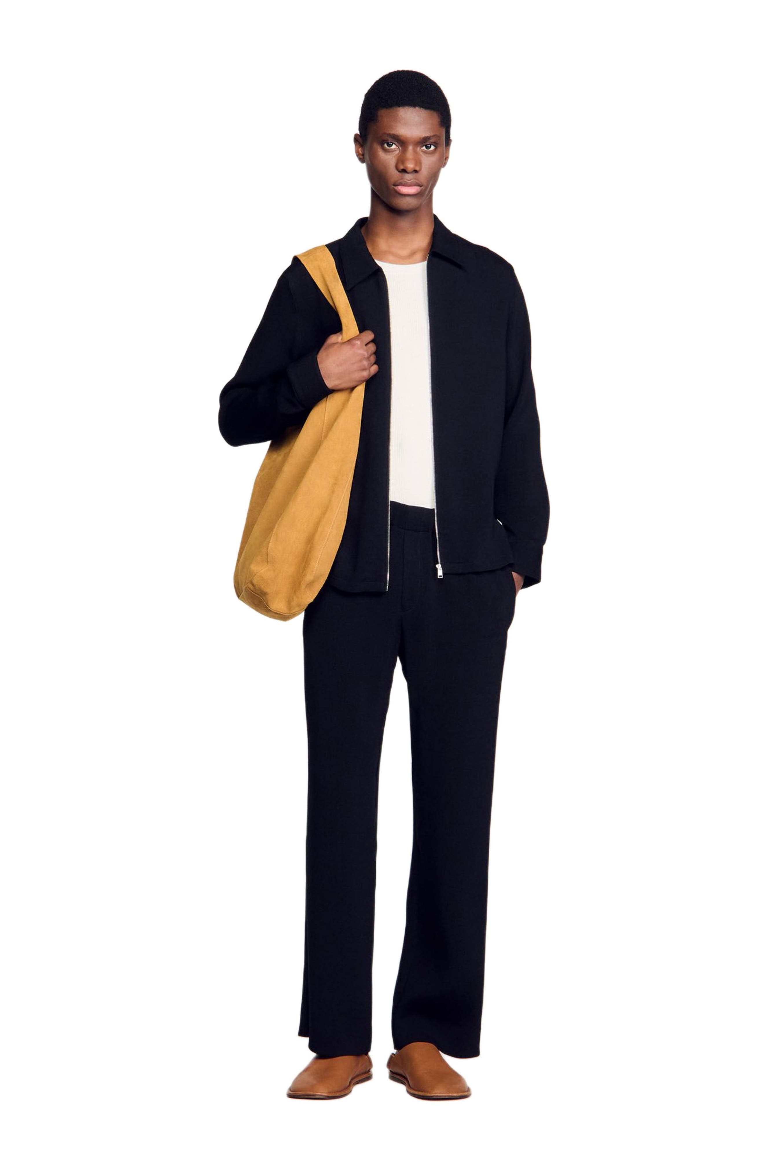 SANDRO Pleated shirt in Black at Nordstrom - 6
