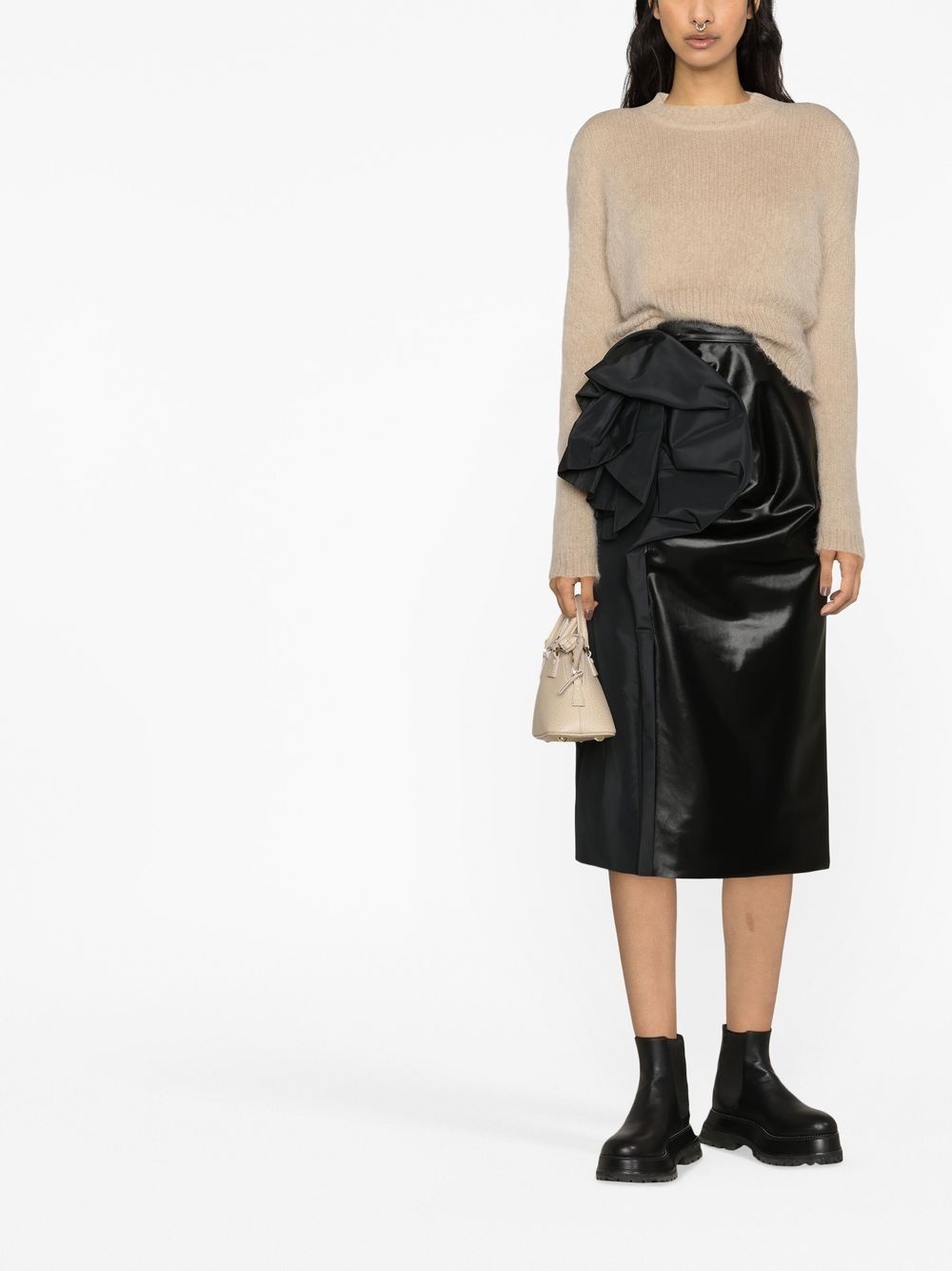 appliqué-detail faux-leather skirt - 2