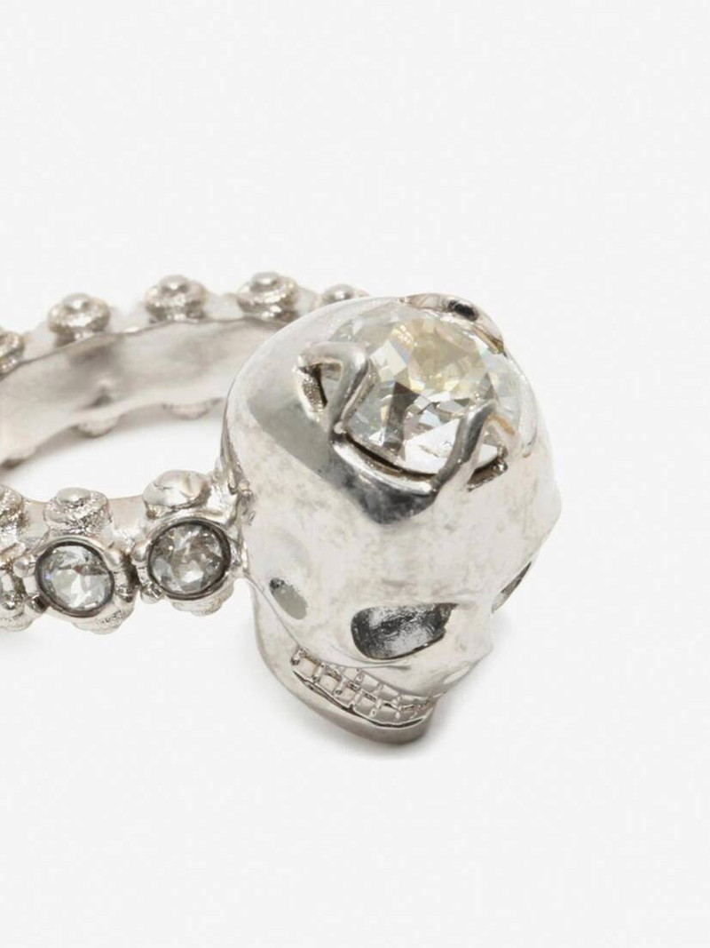 Jewelled Skull Ring in Silver 4