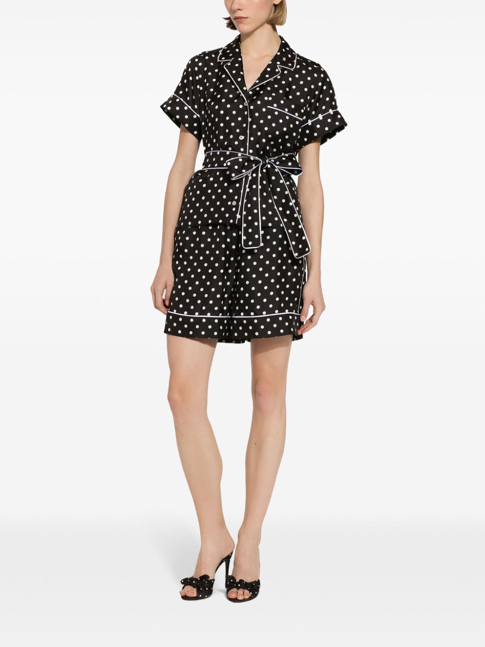 polka-dot silk twill shorts - 2
