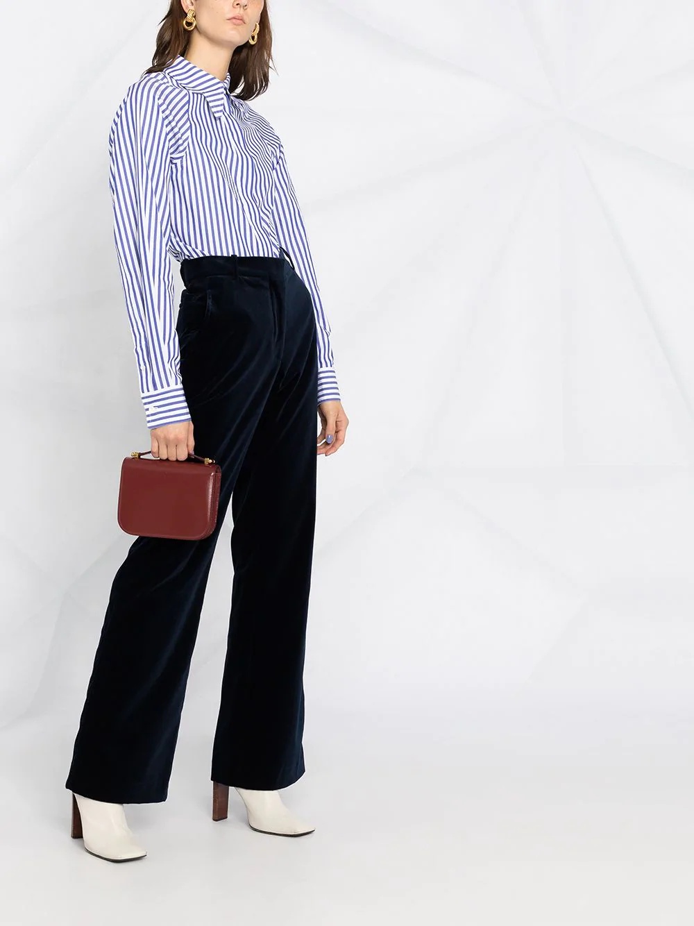 velvet high-waisted trousers - 4