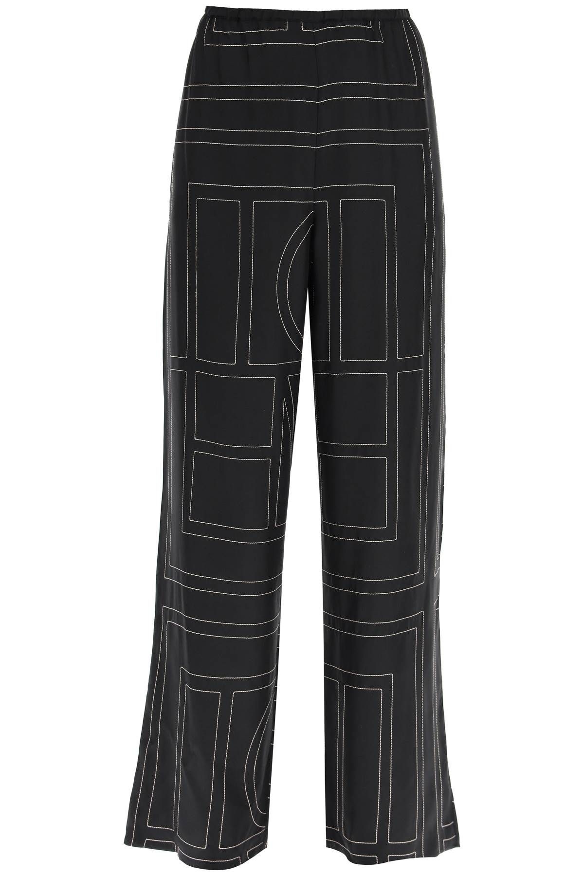 MONOGRAM EMBROIDERED PAJAMA TROUSERS - 1