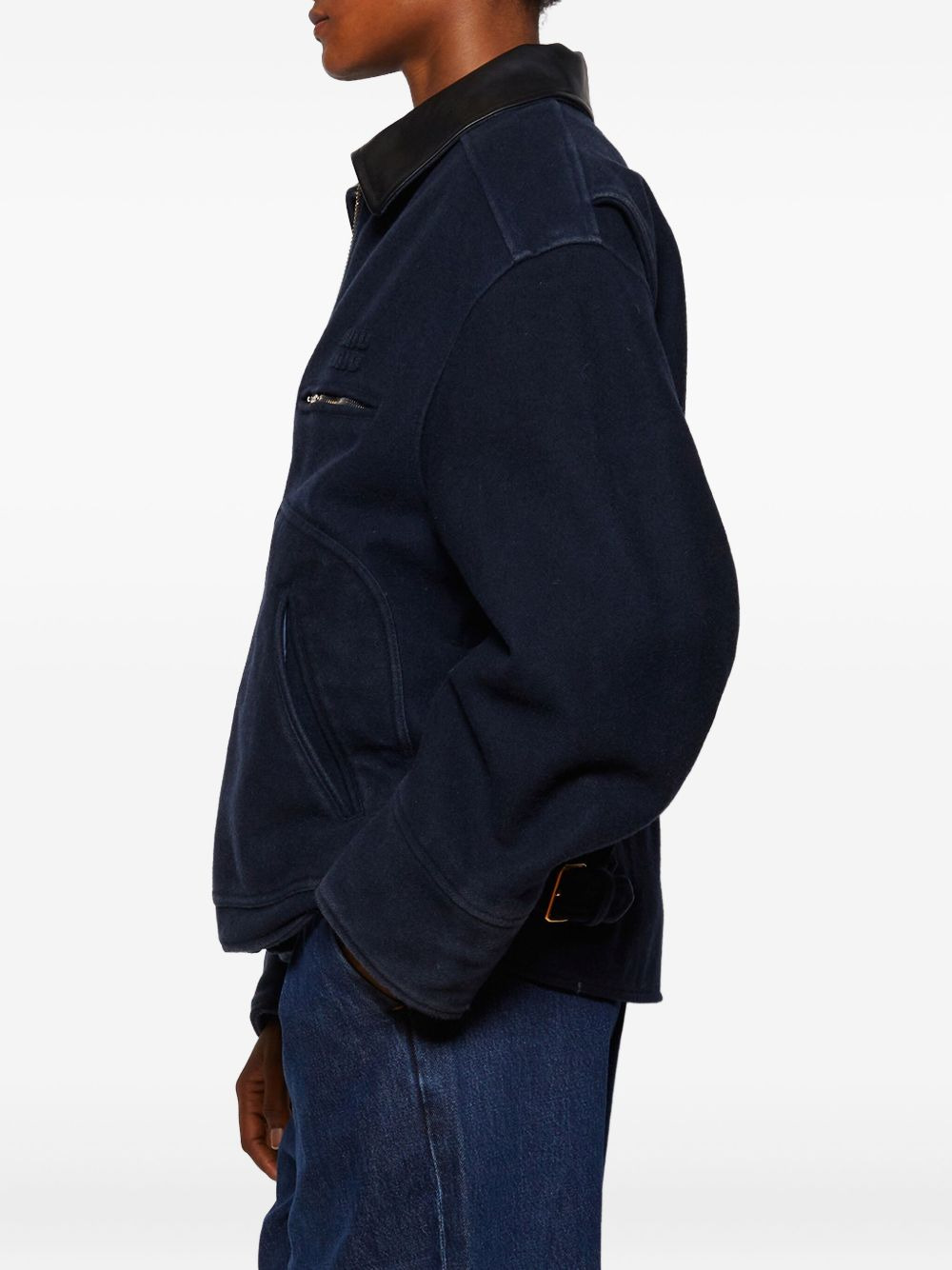 leather-collared padded jacket - 4
