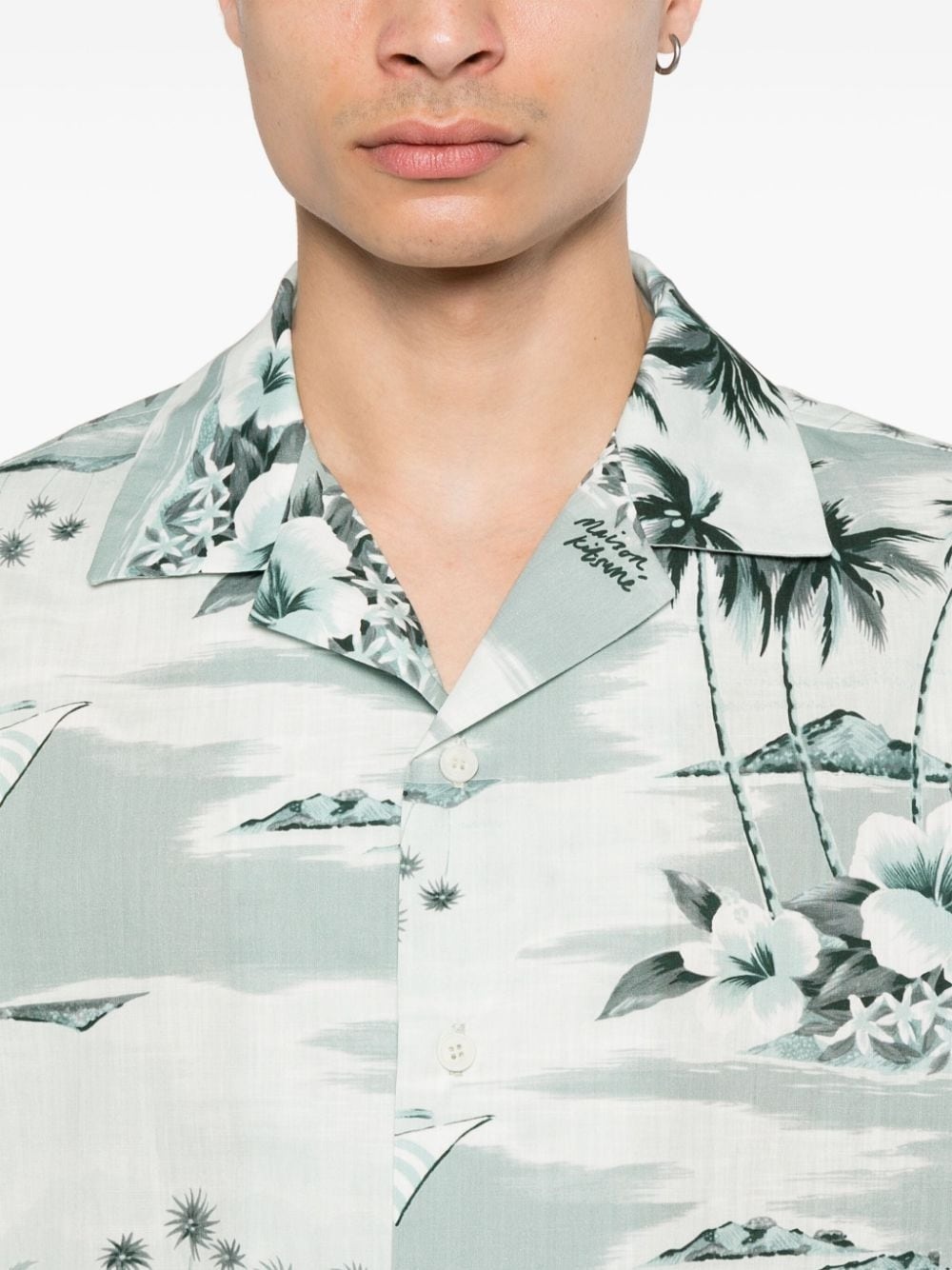 island-print bowling shirt - 5