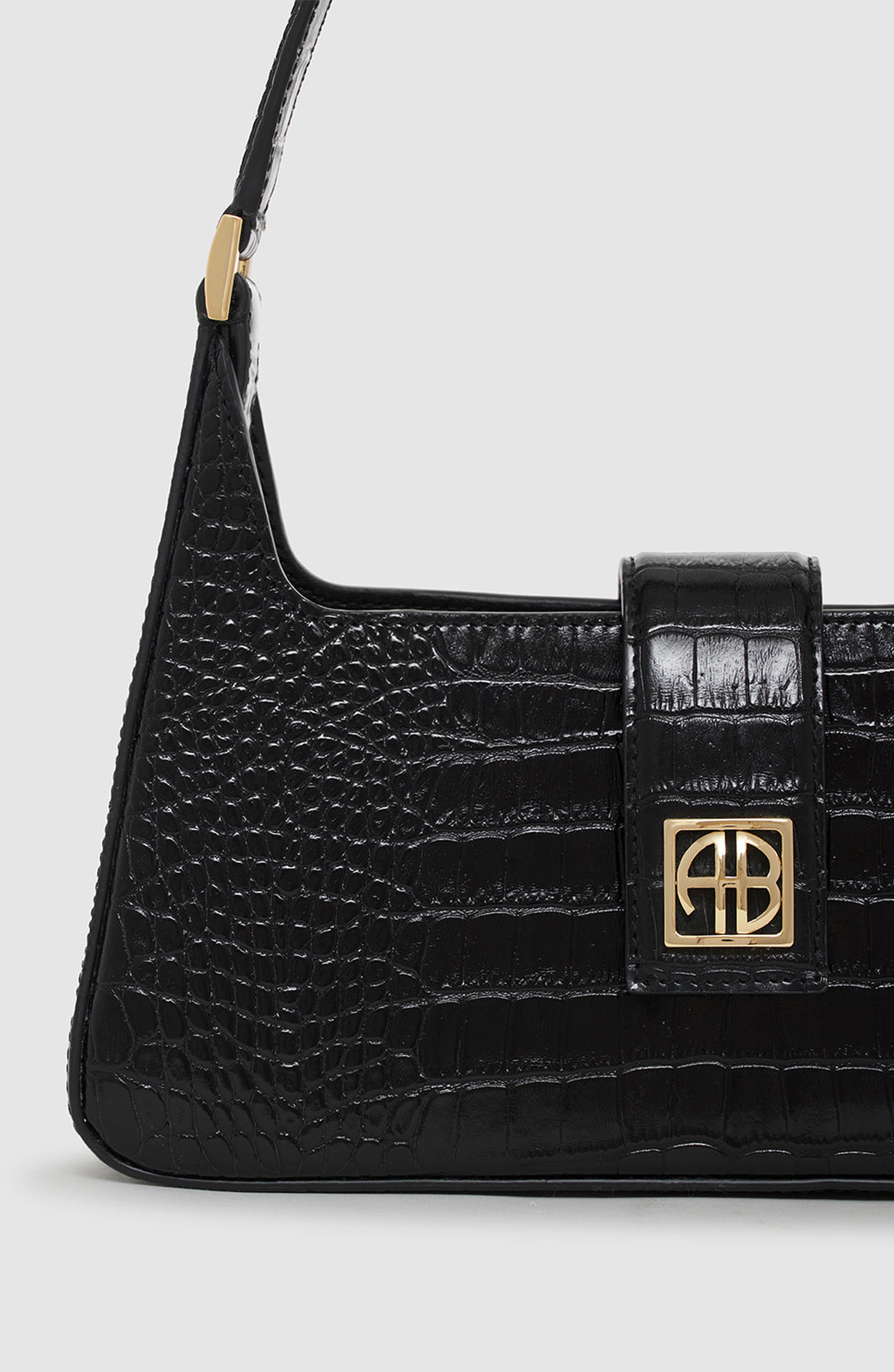 ANINE BING Lou Shoulder Bag in Black Embossed at Nordstrom - 4