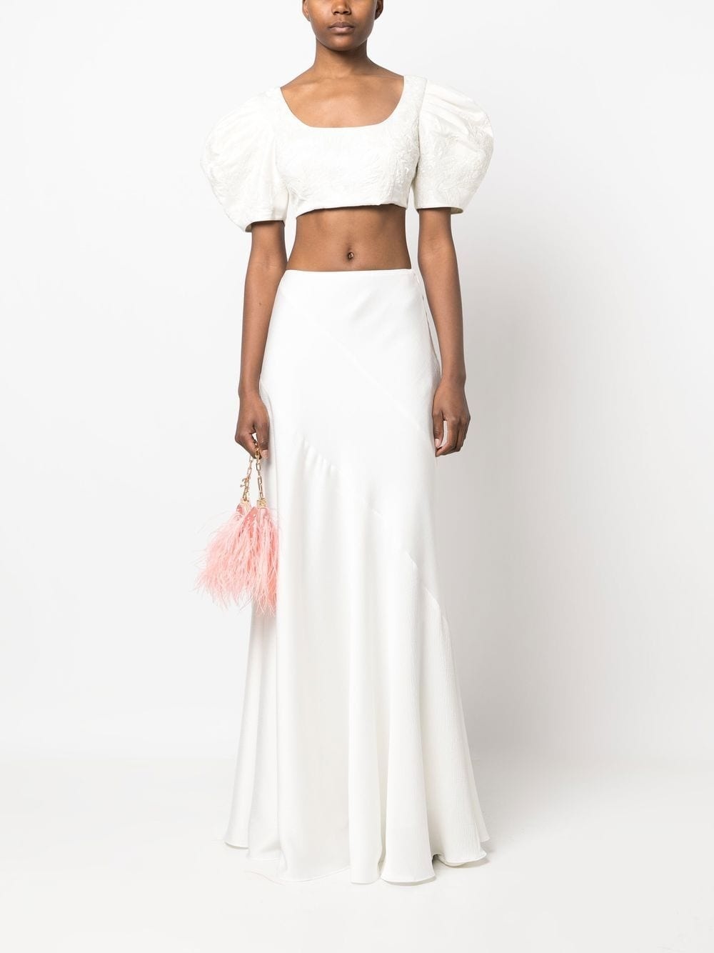 floral-embroidery cropped top - 2