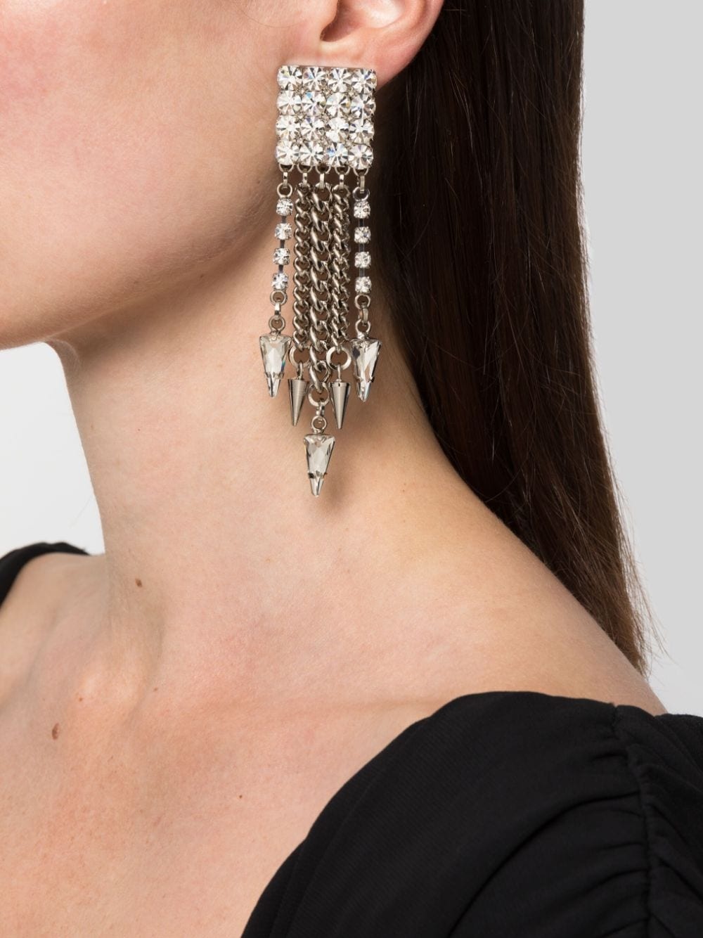 crystal-cascade spike earrings - 2